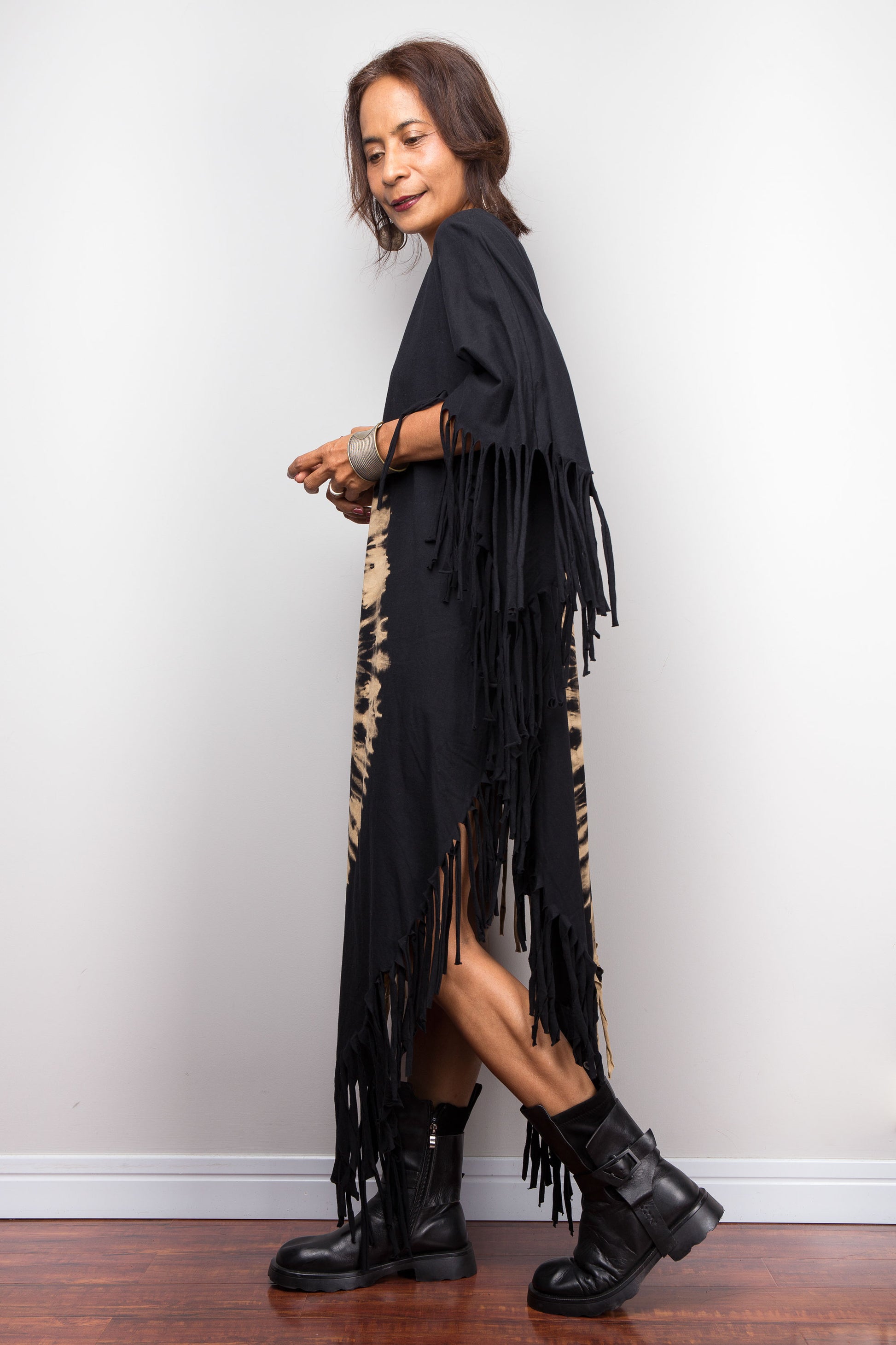 Reverse Tie Dye Poncho Dress