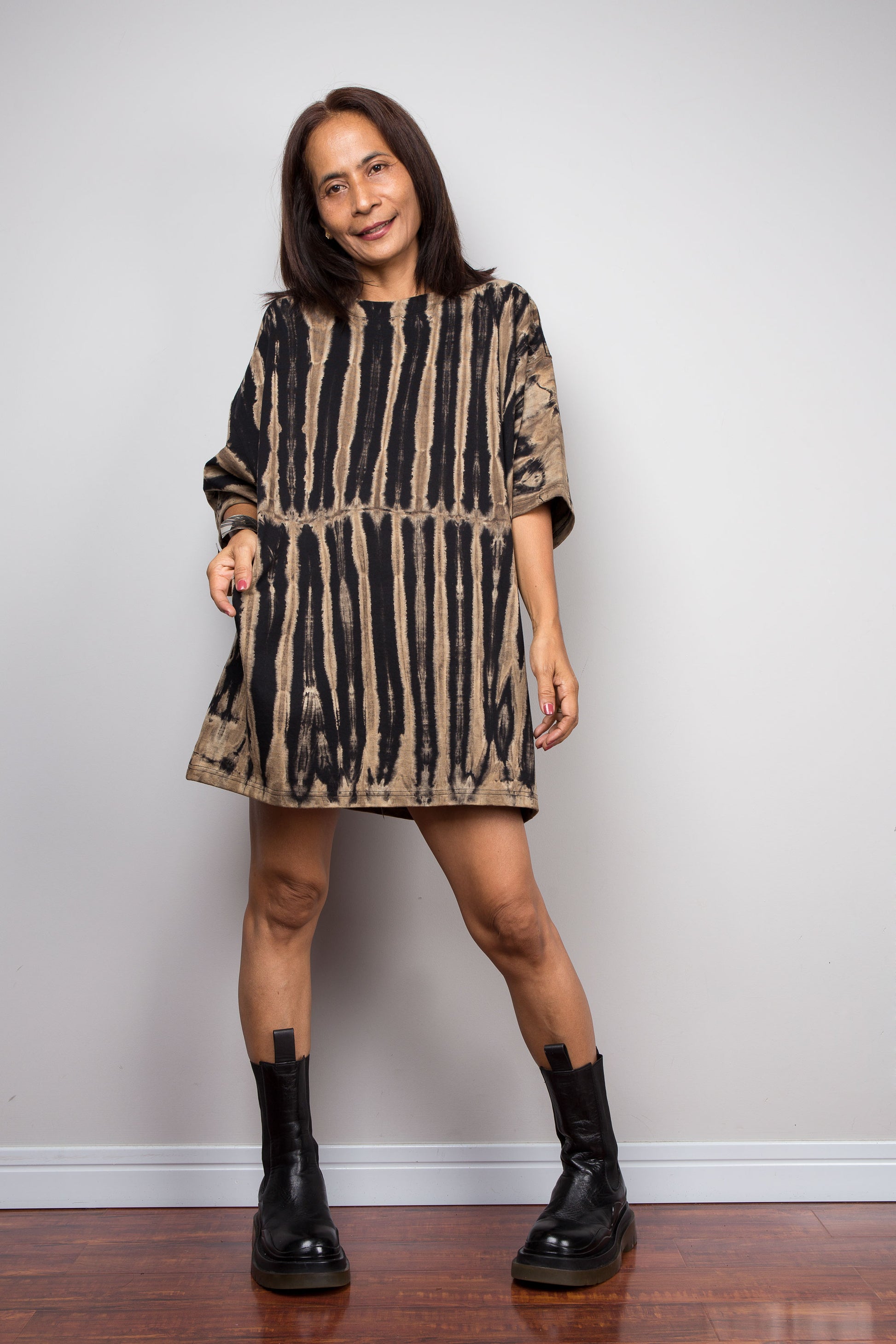 t shirt dress tunic Striped Reverse Tie Dye T-Shirt INV-DE6394 AKOEE Men's Button Up this relaxed Color:W/W