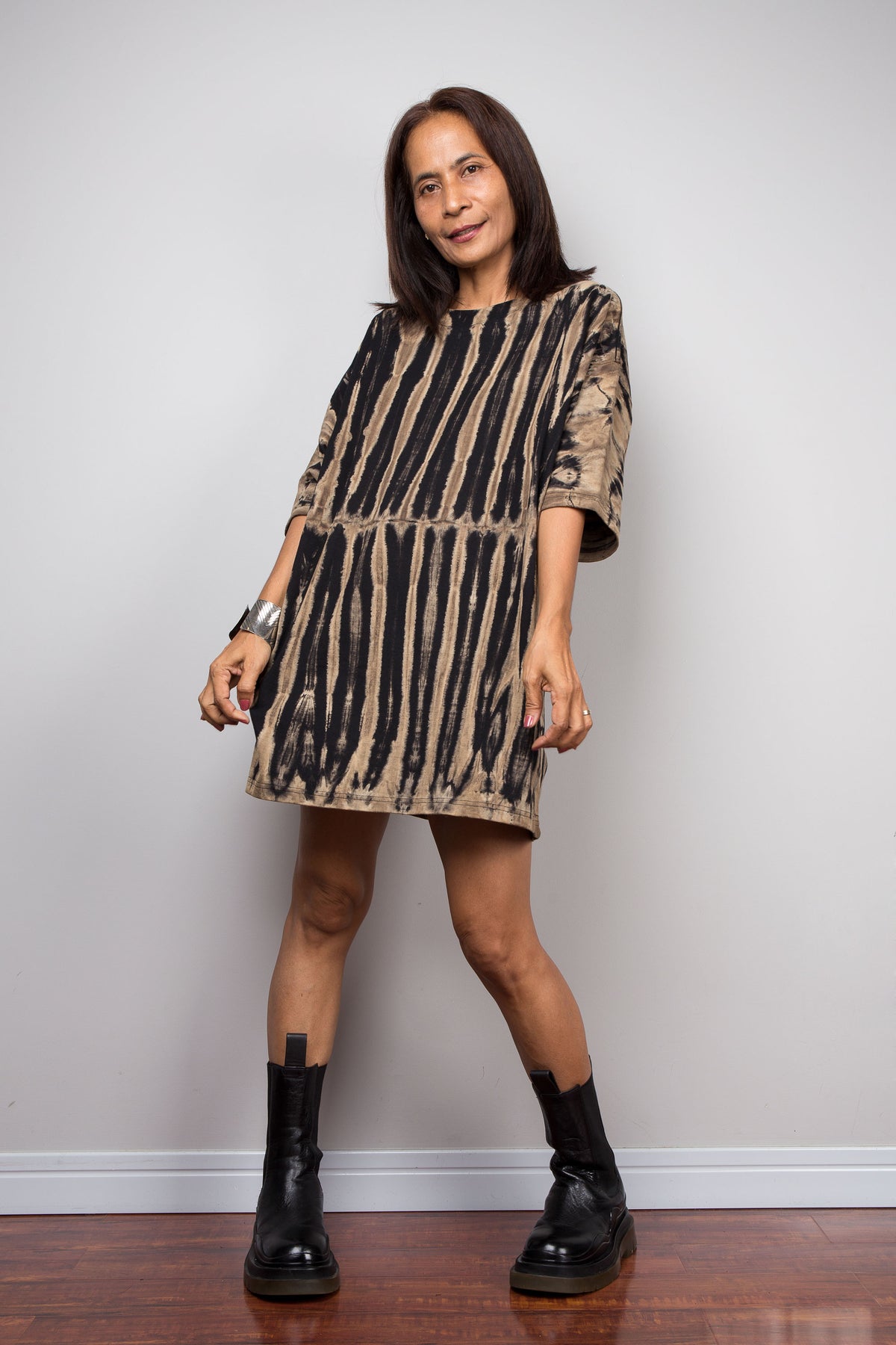 Striped Reverse Tie Dye Oversized T-Shirt