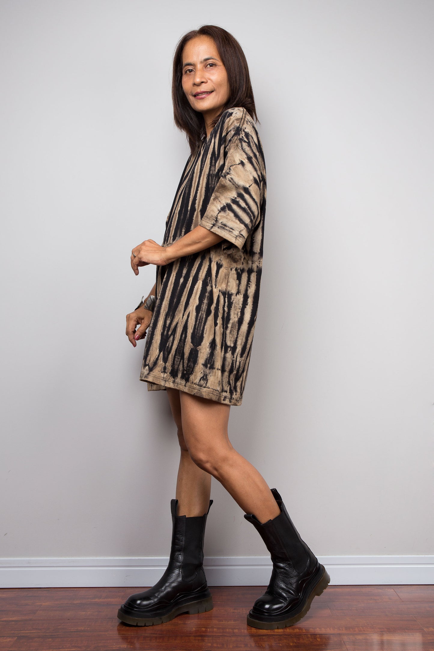 Striped Reverse Tie Dye Oversized T-Shirt