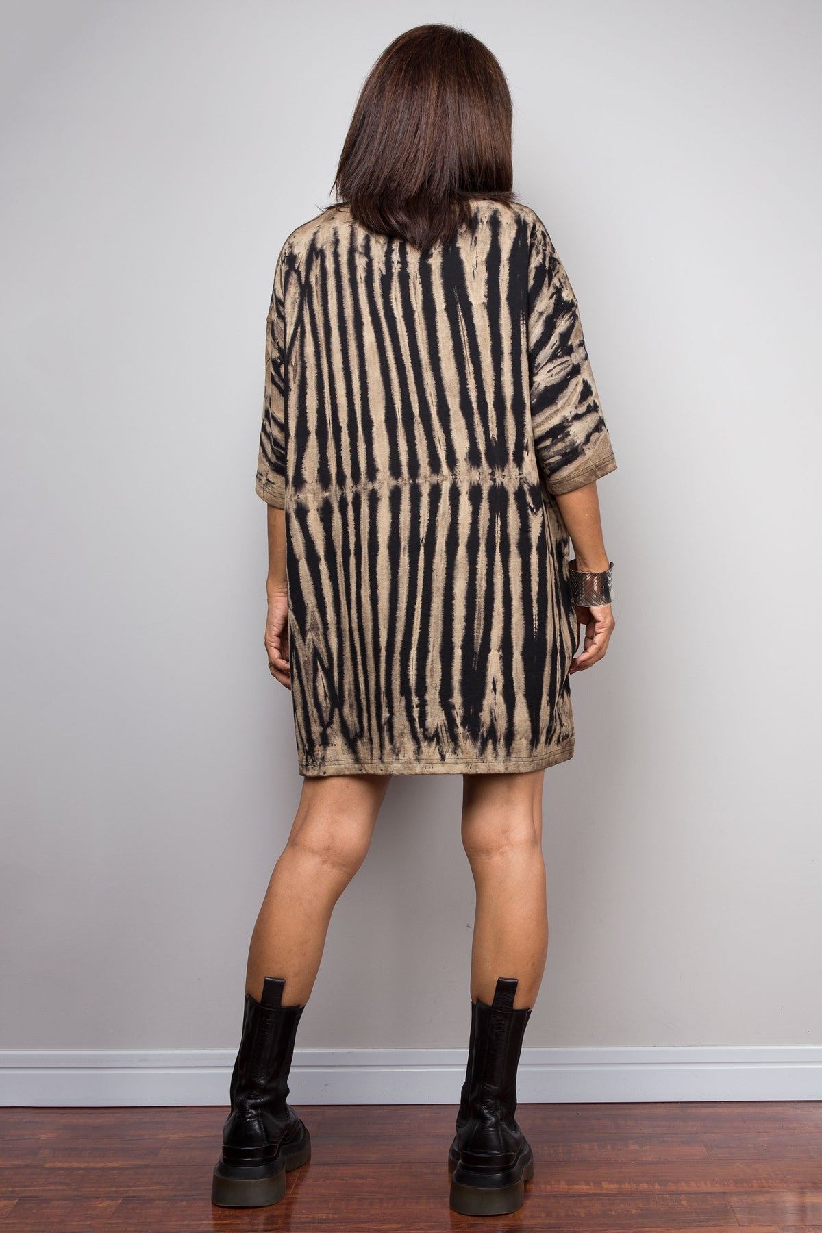 Striped Reverse Tie Dye Oversized T-Shirt