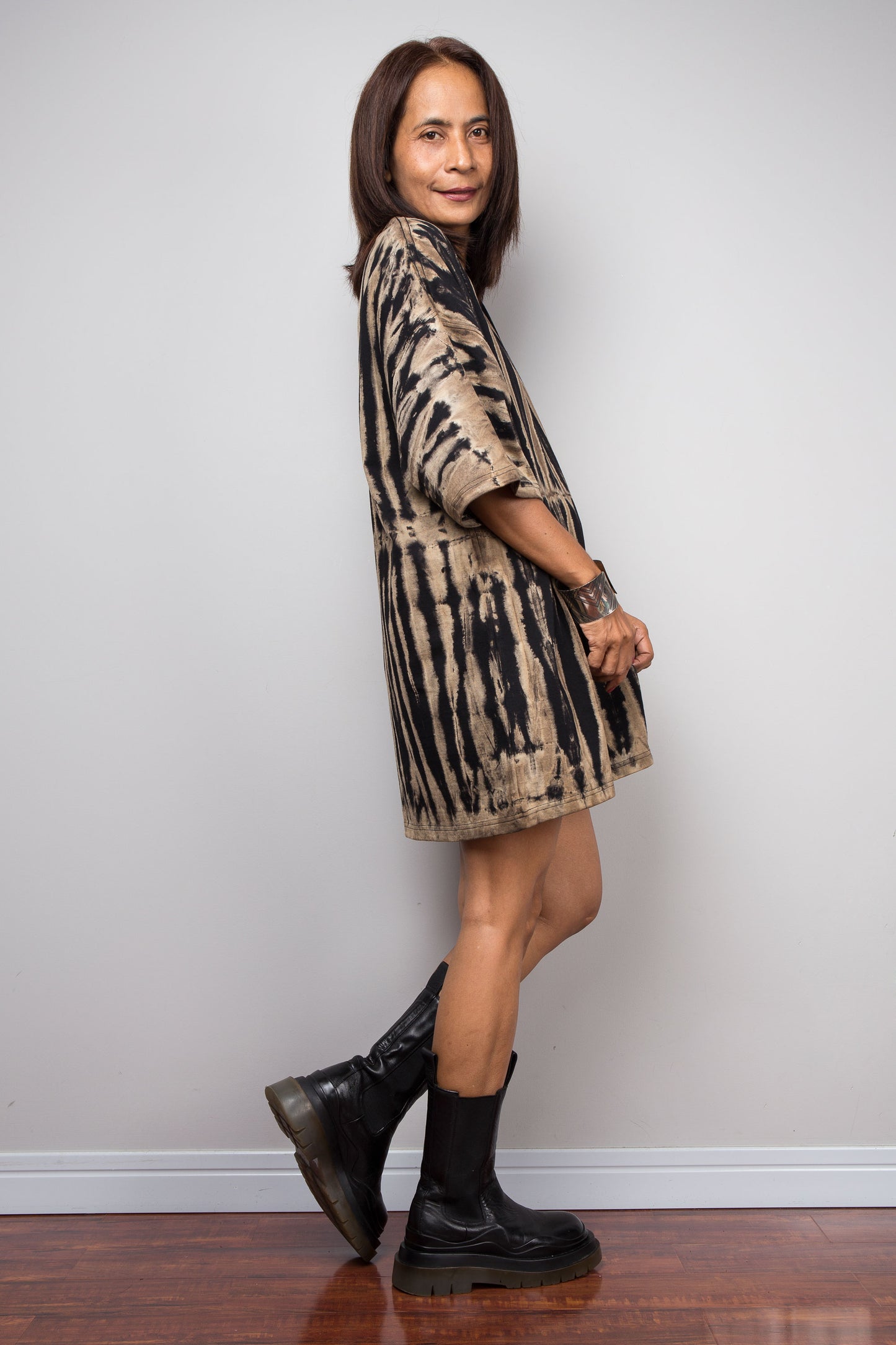 Striped Reverse Tie Dye Oversized T-Shirt