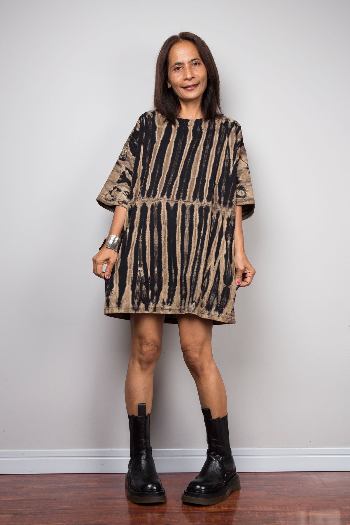 Striped Reverse Tie Dye Oversized T-Shirt