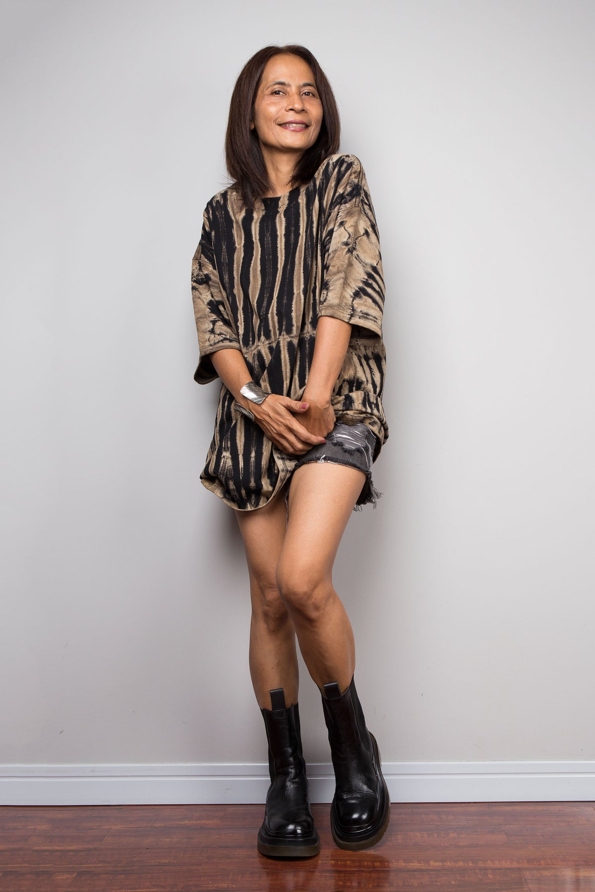Striped Reverse Tie Dye Oversized T-Shirt