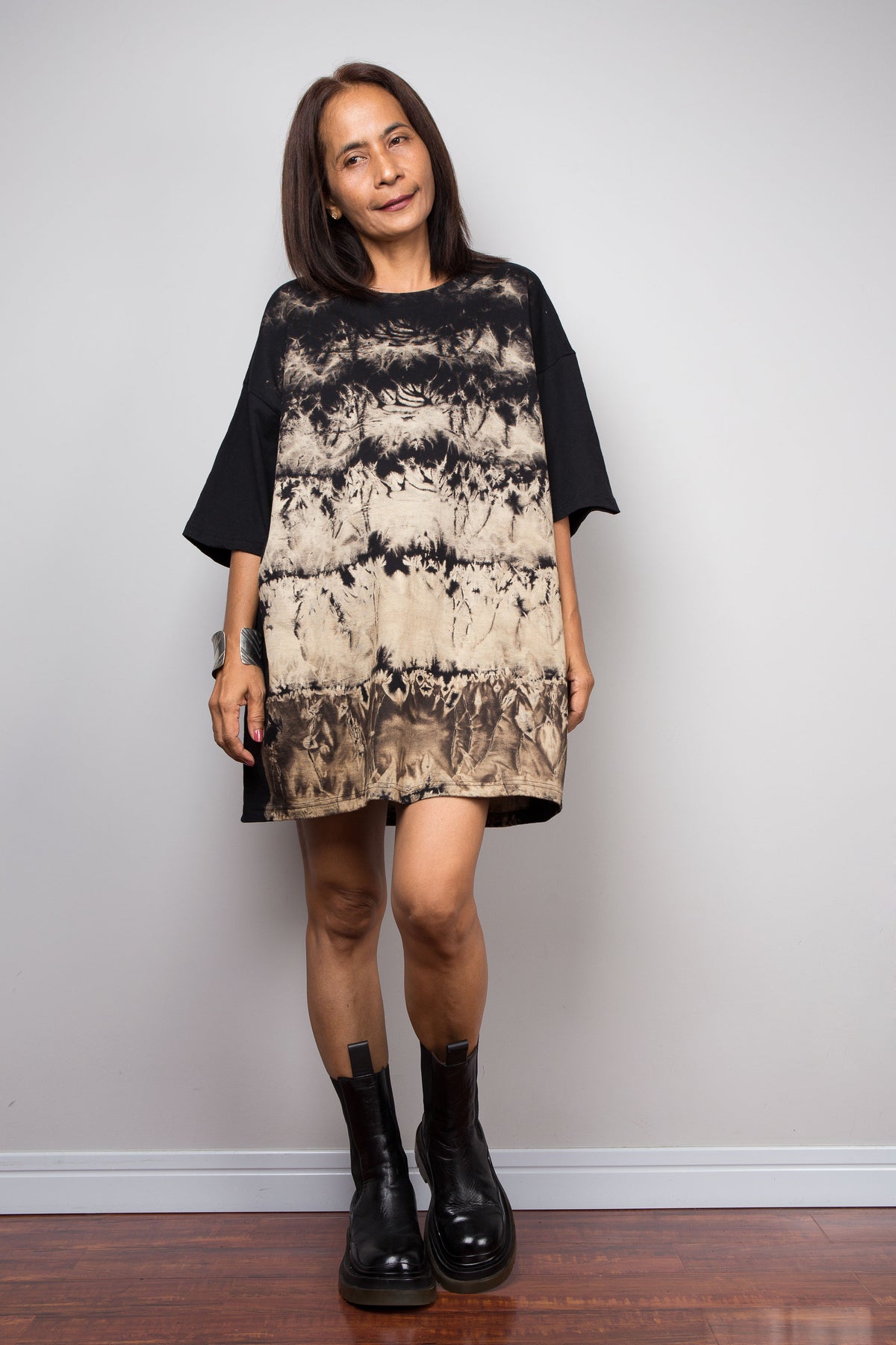 Black Bleached Grunge Tie Dye T-Shirt