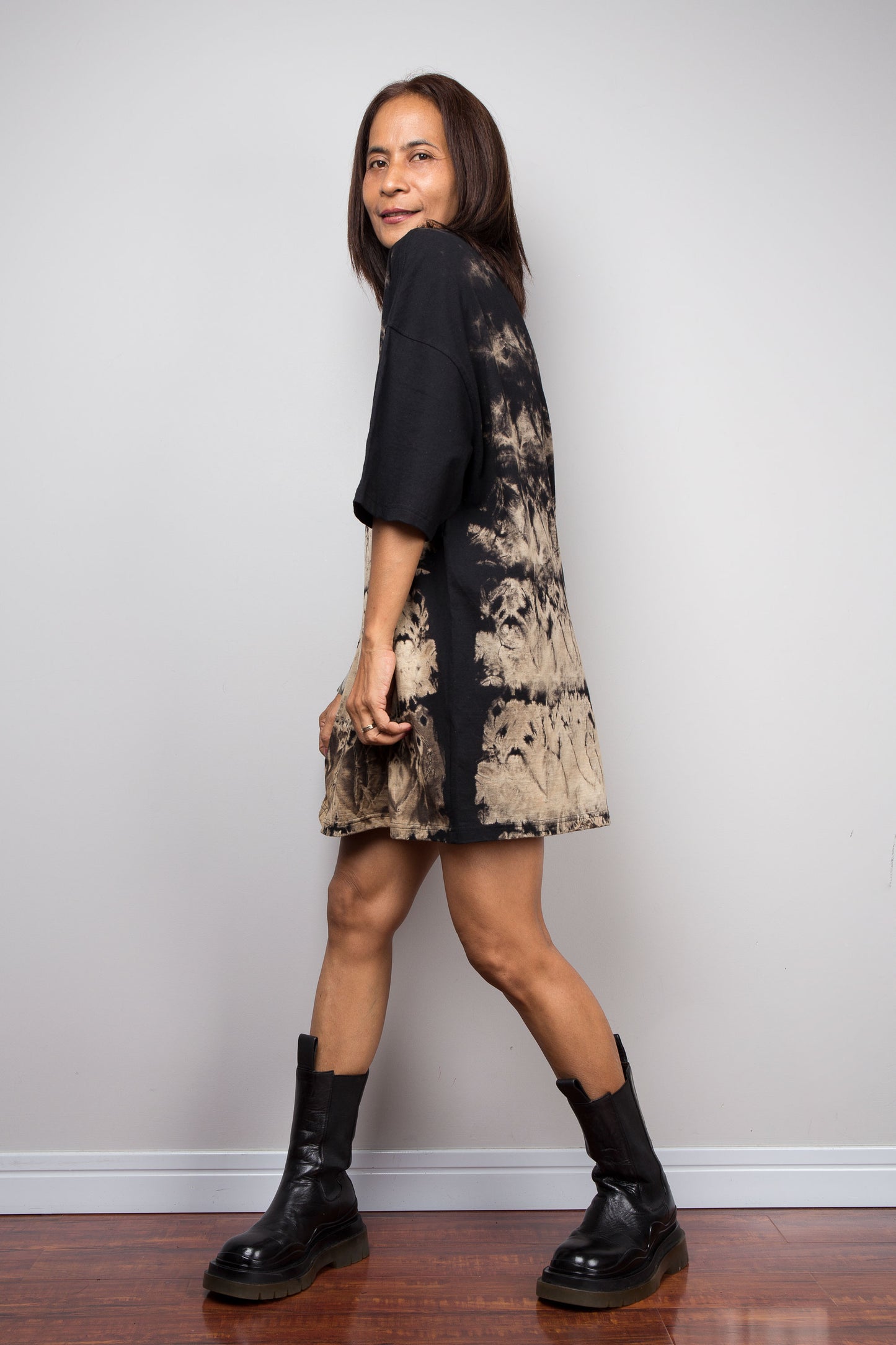 Black Bleached Grunge Tie Dye T-Shirt