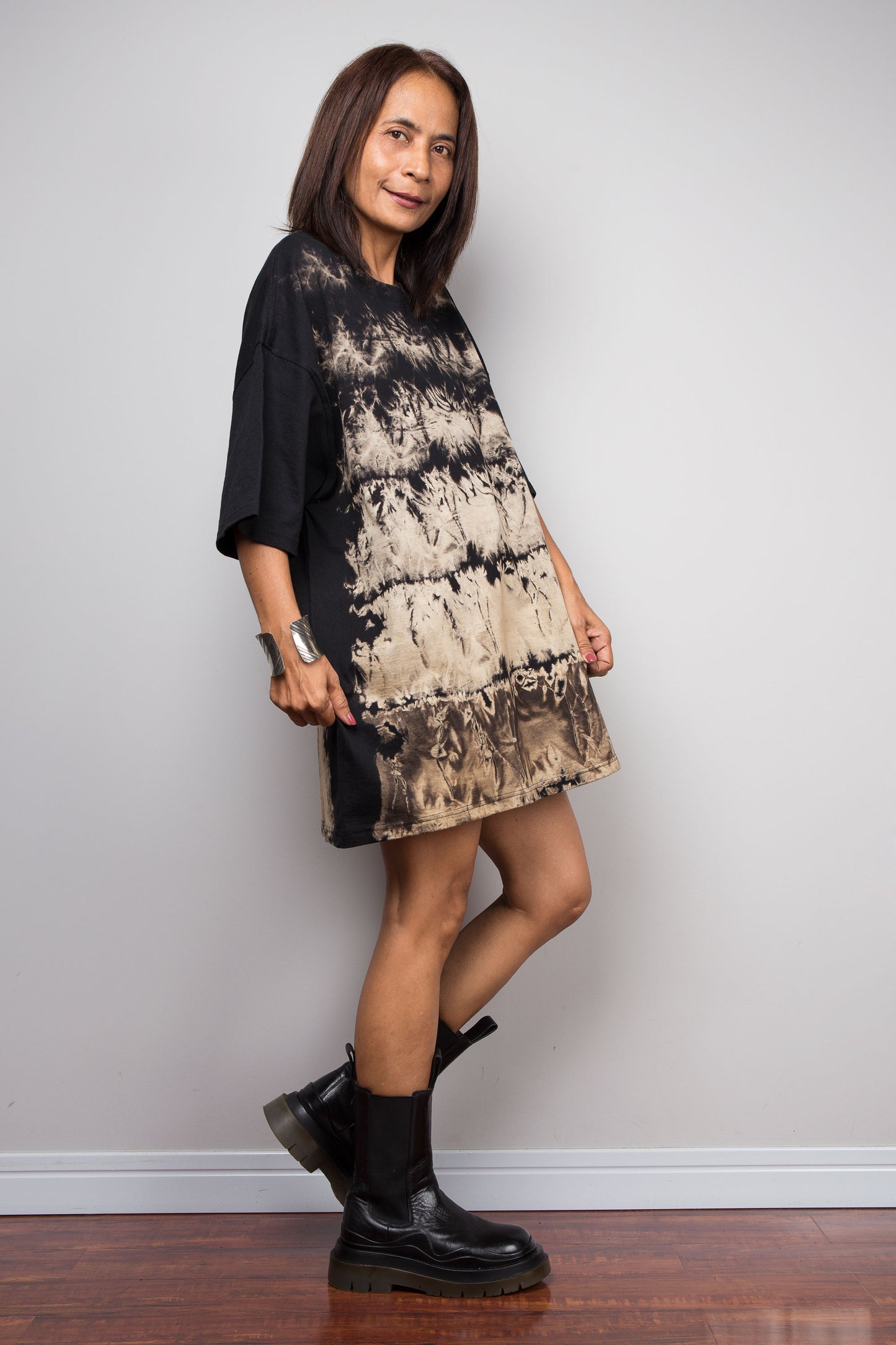 Black Bleached Grunge Tie Dye T-Shirt