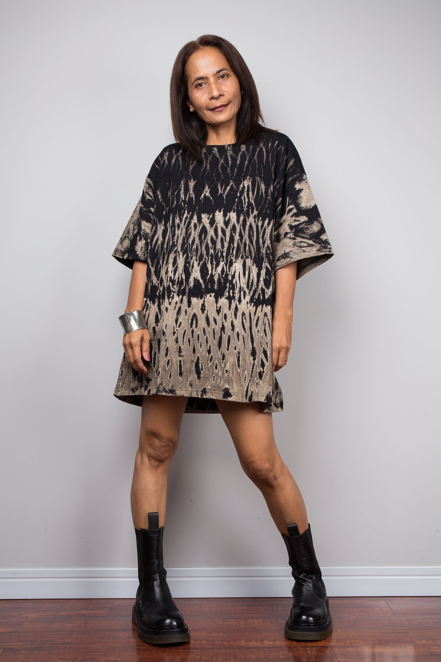 Oversized Black Reverse Tie-Dye T Shirt