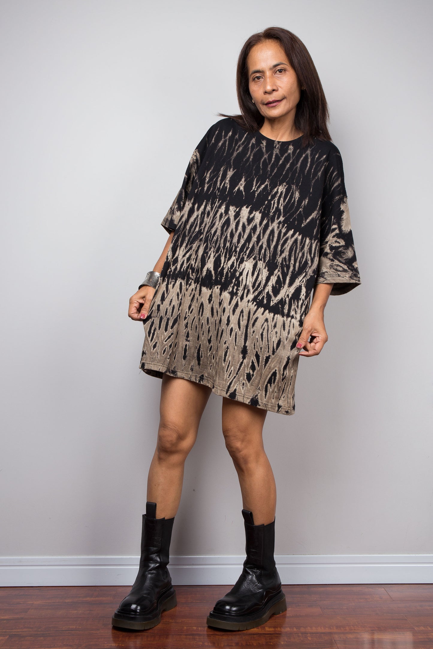 Oversized Black Reverse Tie-Dye T Shirt