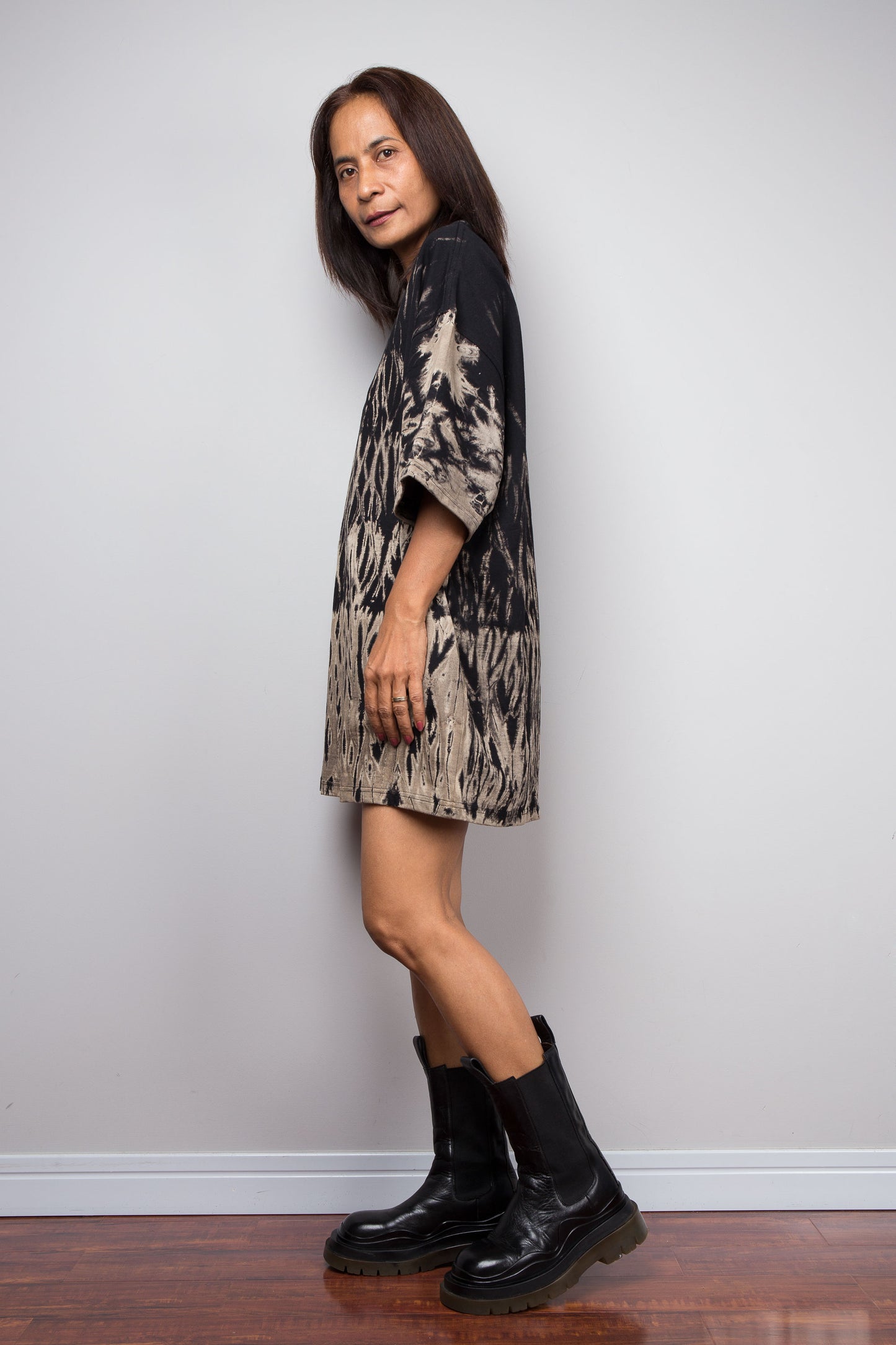 Oversized Black Reverse Tie-Dye T Shirt