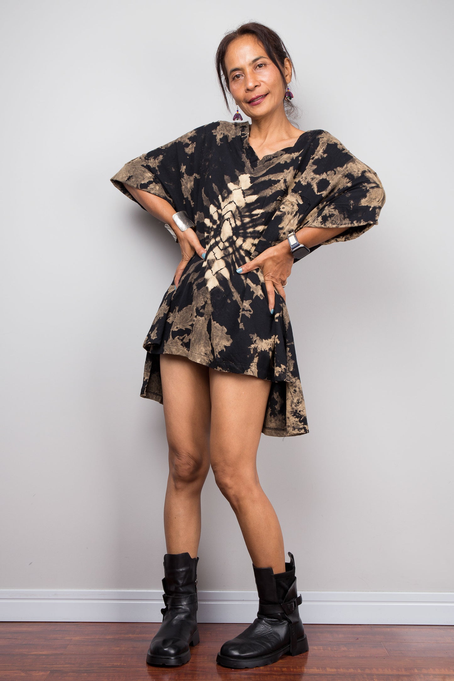 Reverse Tie Dye Oversized High Low Tunic