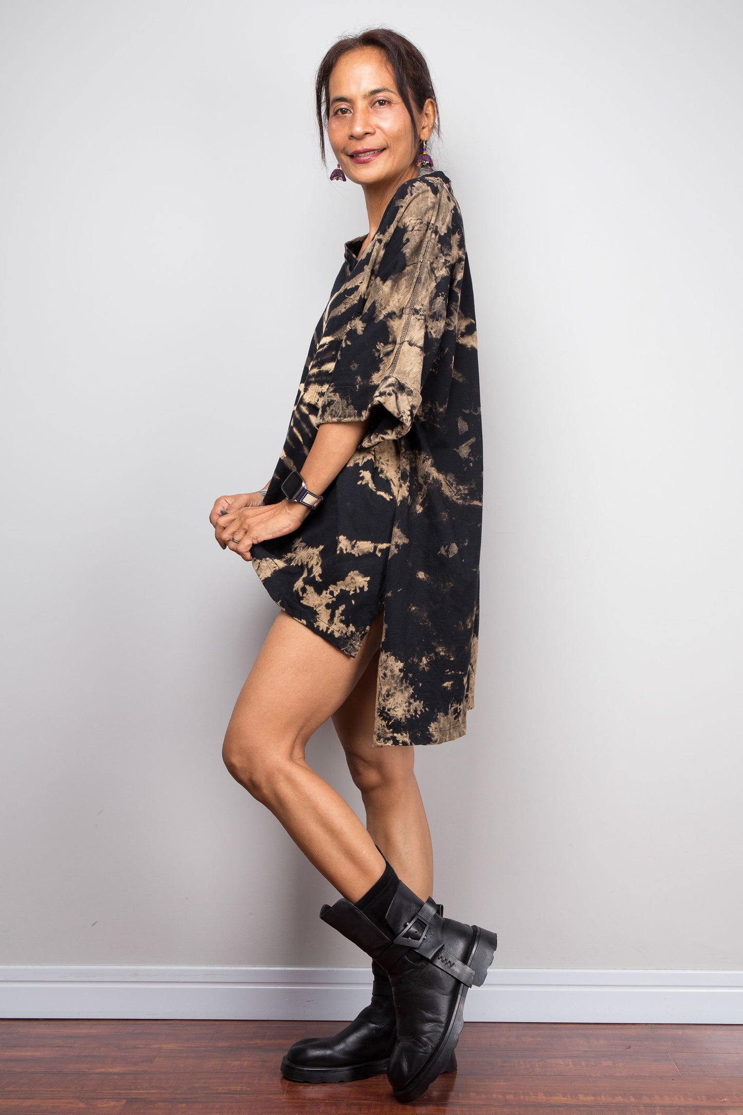 Reverse Tie Dye Oversized High Low Tunic