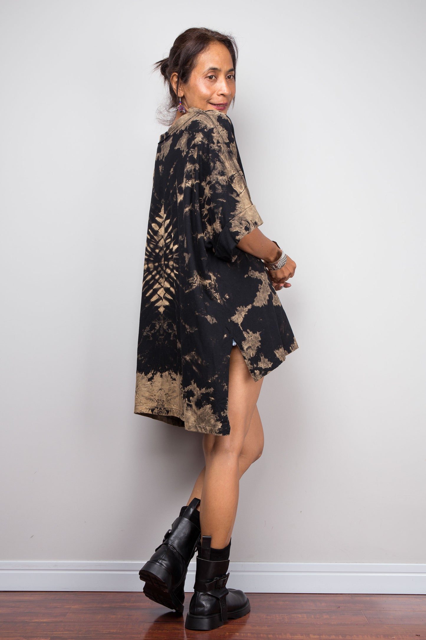 Reverse Tie Dye Oversized High Low Tunic