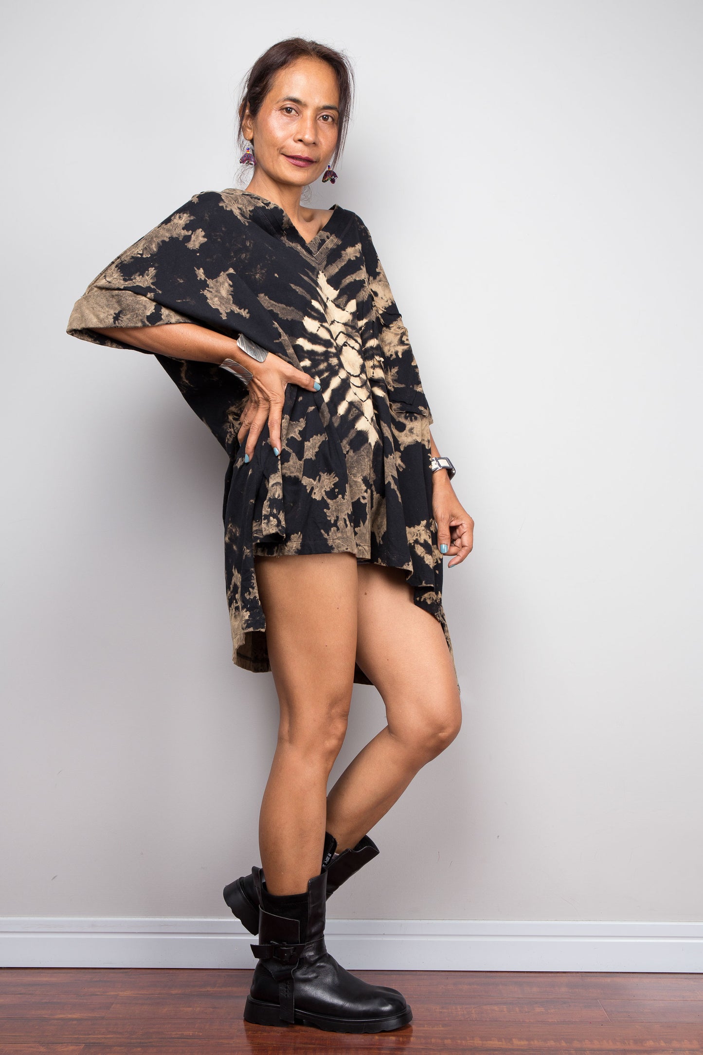 Reverse Tie Dye Oversized High Low Tunic