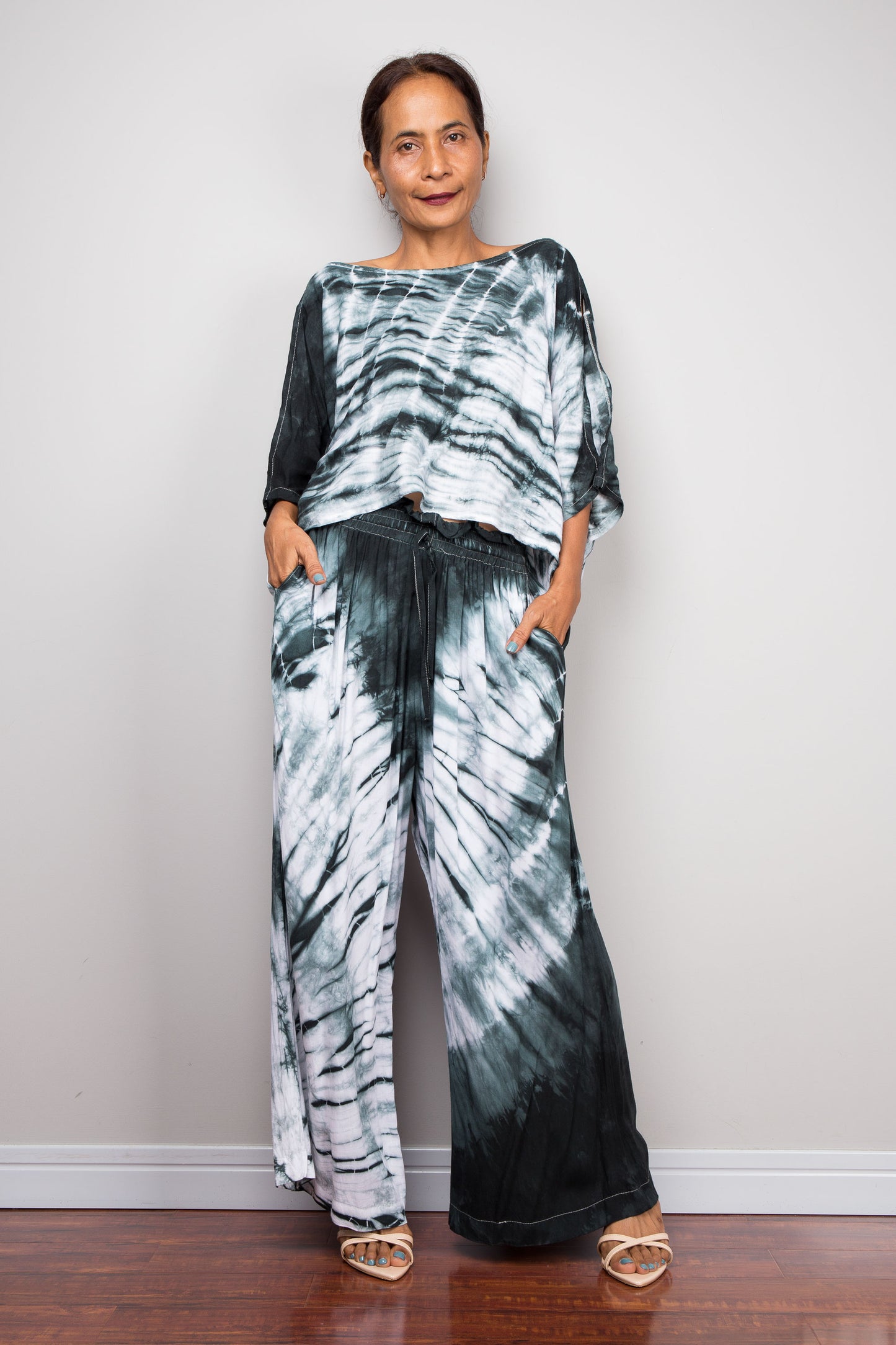 Shibori Two-Piece Palazzo & Crop Set | Tie Dye Ensemble