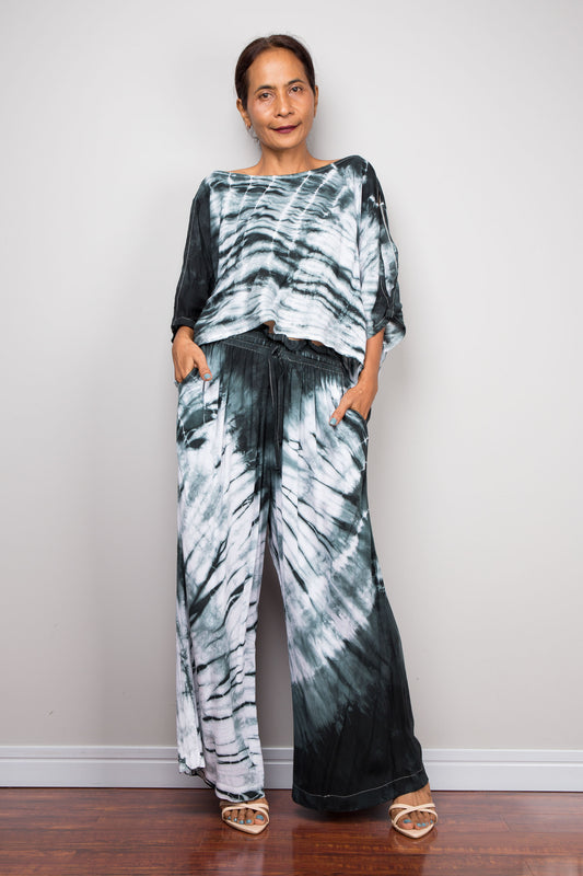 Shibori Two-Piece Palazzo & Crop Set | Tie Dye Ensemble