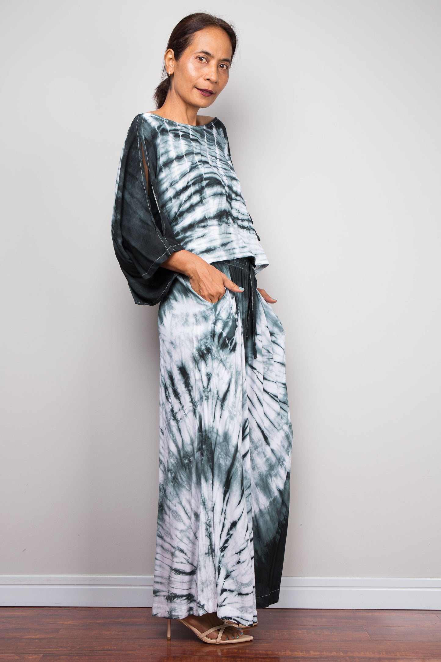 Shibori Two-Piece Palazzo & Crop Set | Tie Dye Ensemble