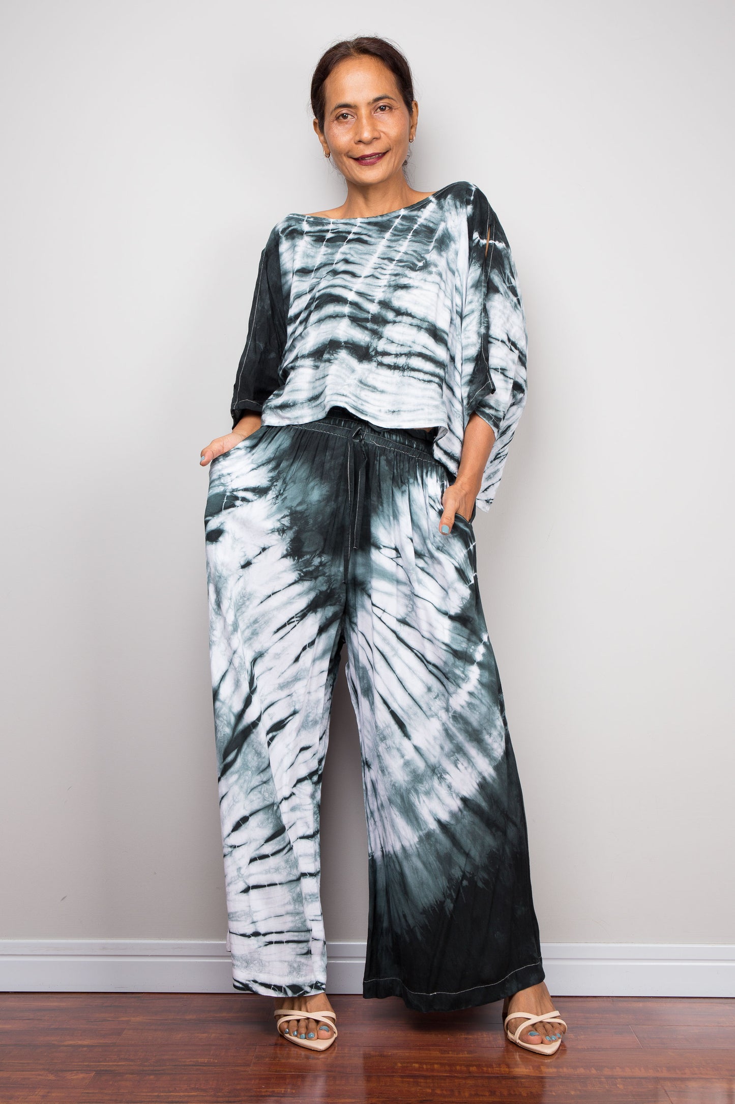 Shibori Two-Piece Palazzo & Crop Set | Tie Dye Ensemble