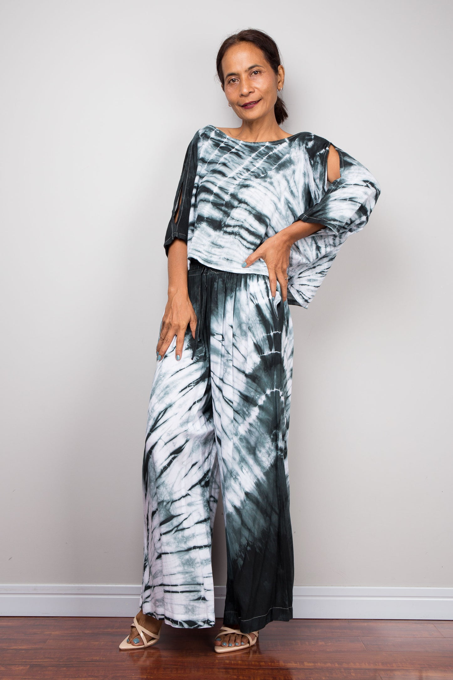Shibori Two-Piece Palazzo & Crop Set | Tie Dye Ensemble