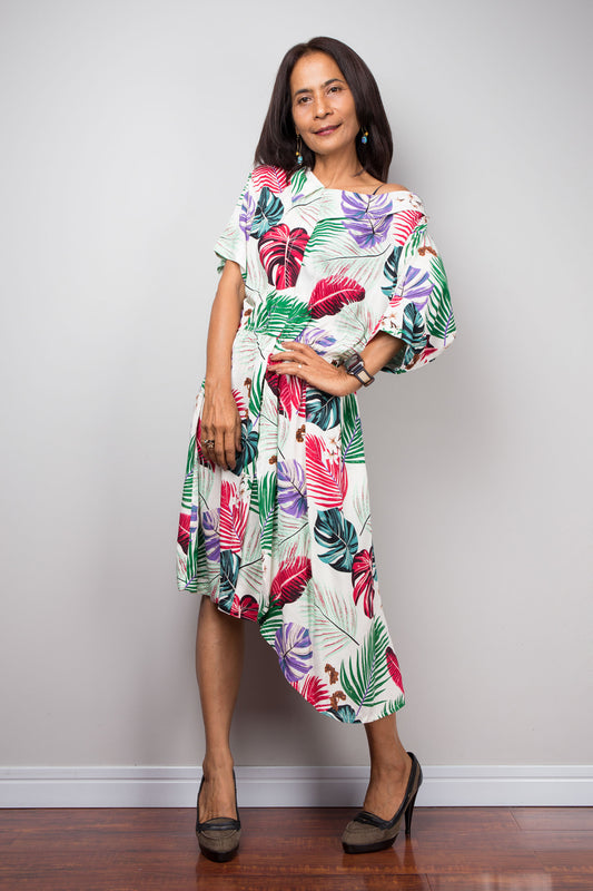 Cotton Summer dress with tropical print