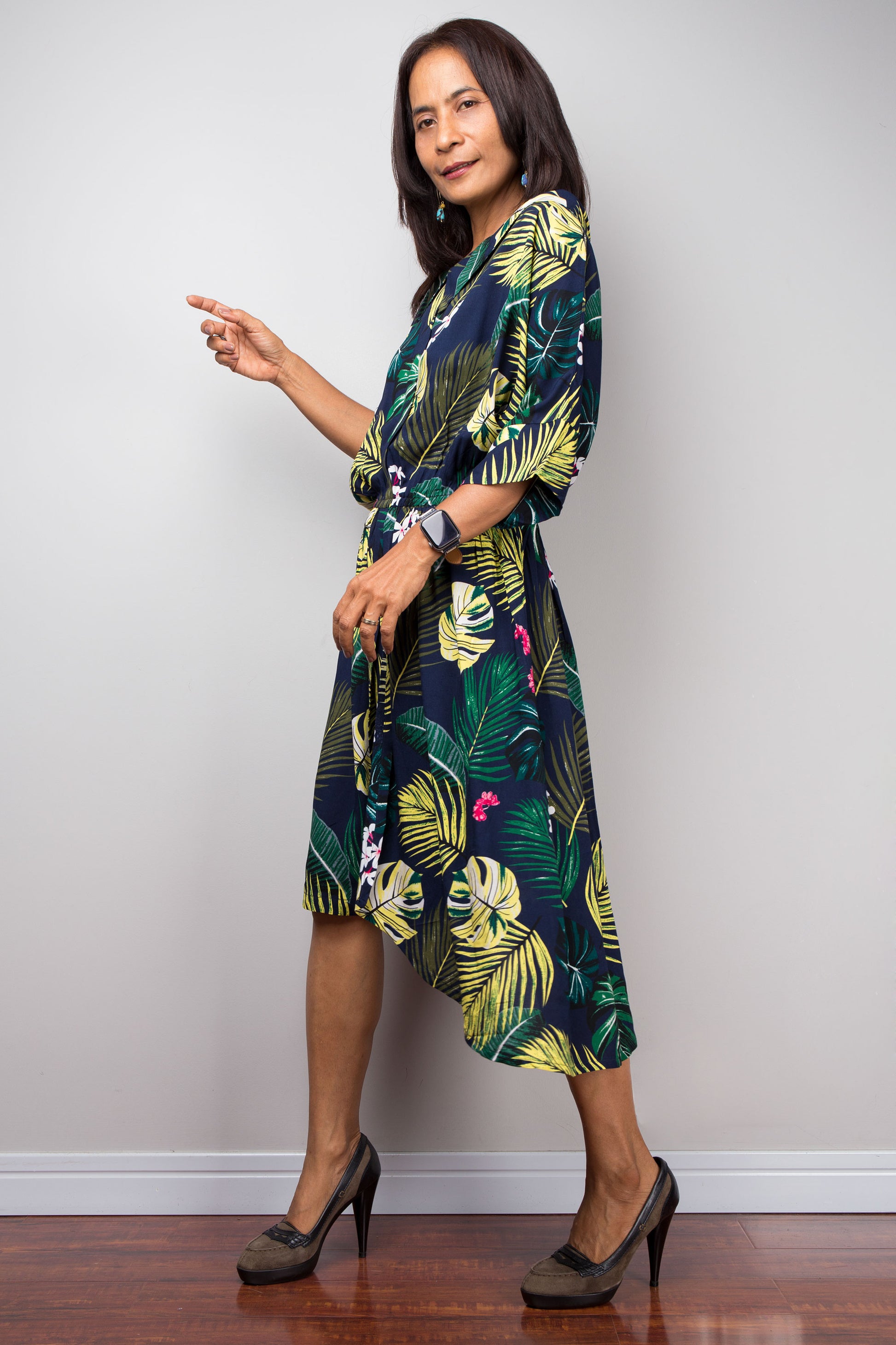 summer cotton wrap dress Boho Floral Wrap Maxi Dress: Olive Green Cotton Summer Dress