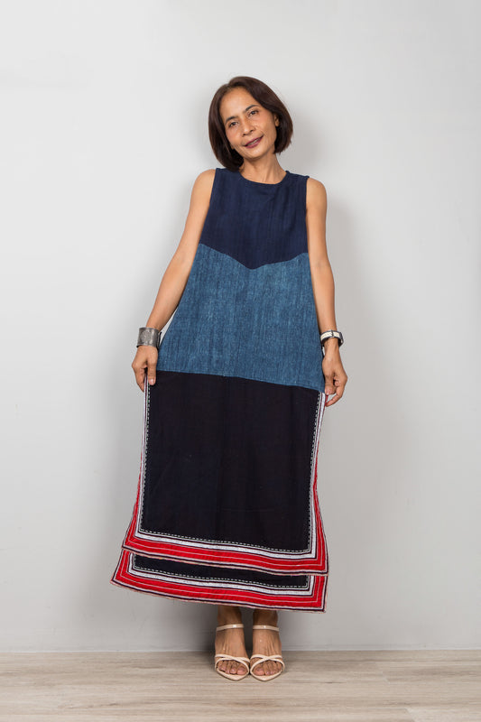 Sleeveless indigo blue dress