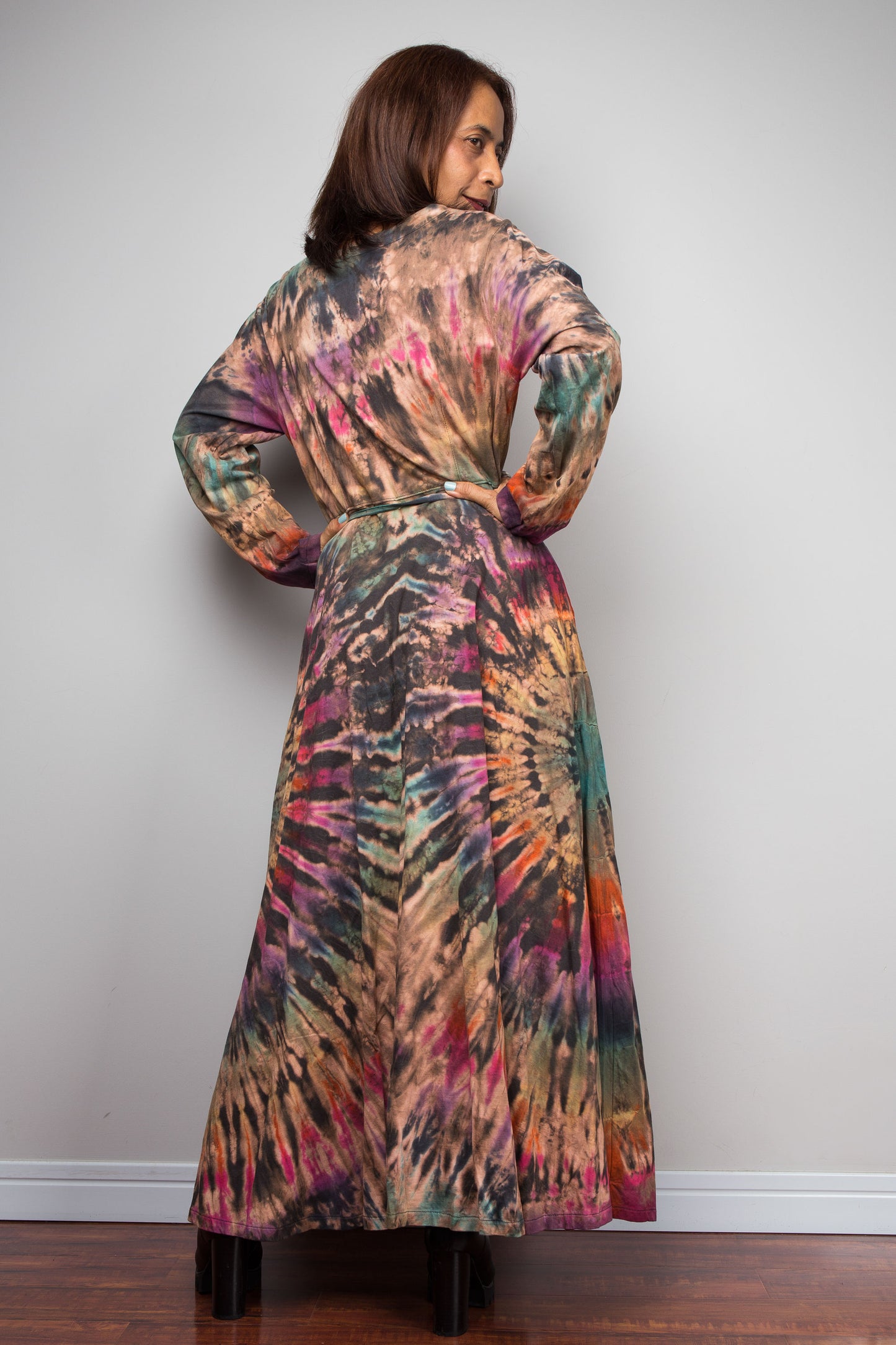 Tie Dye Wrap Duster Dress