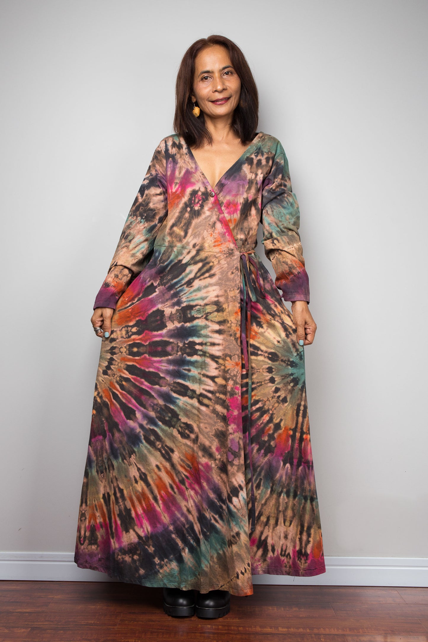 Tie Dye Wrap Duster Dress