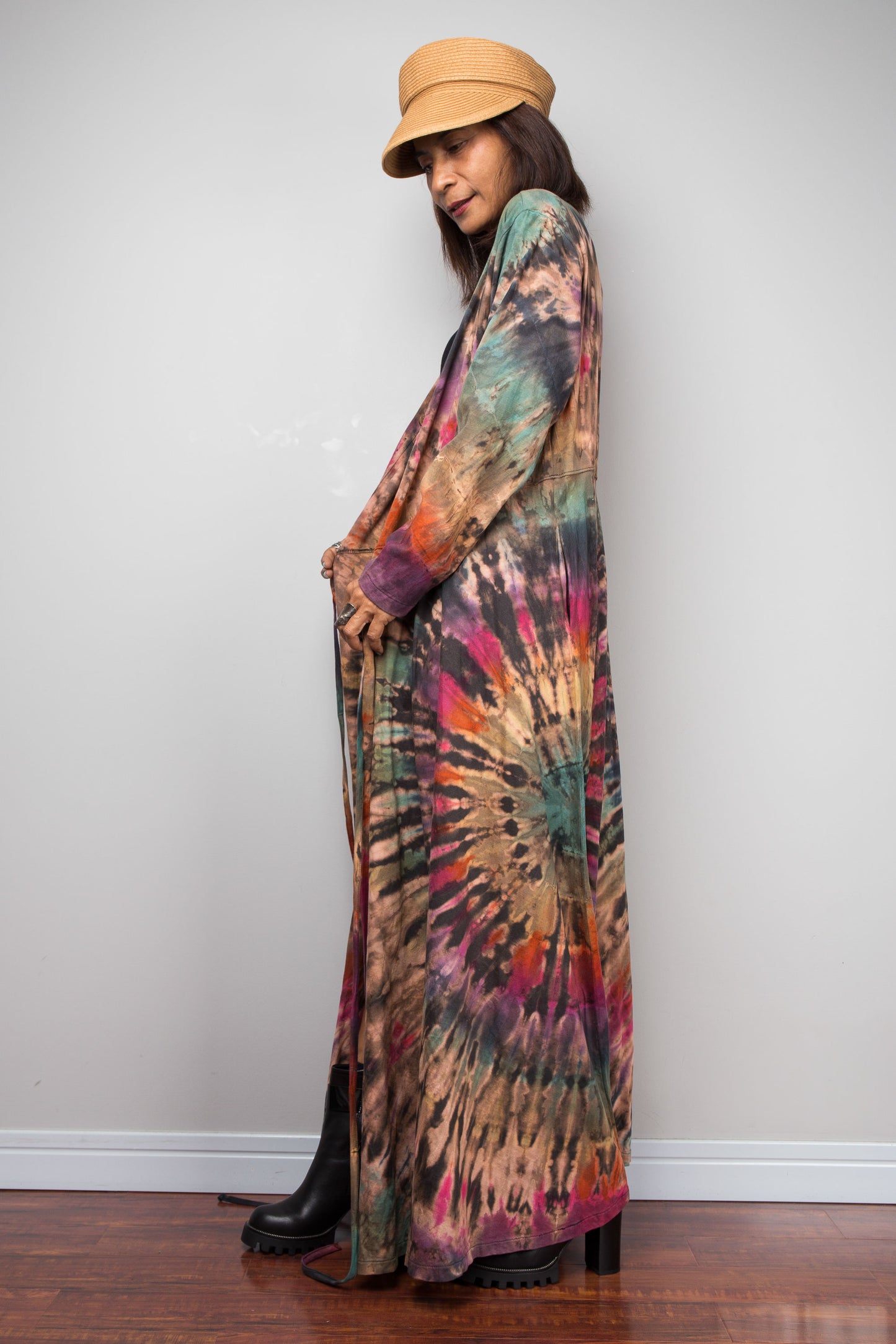 Tie Dye Wrap Duster Dress