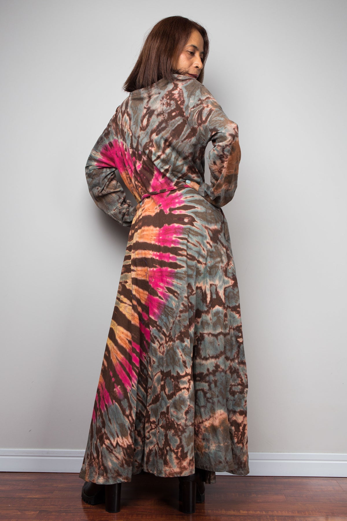 Tied Dye Wrap Duster Dress