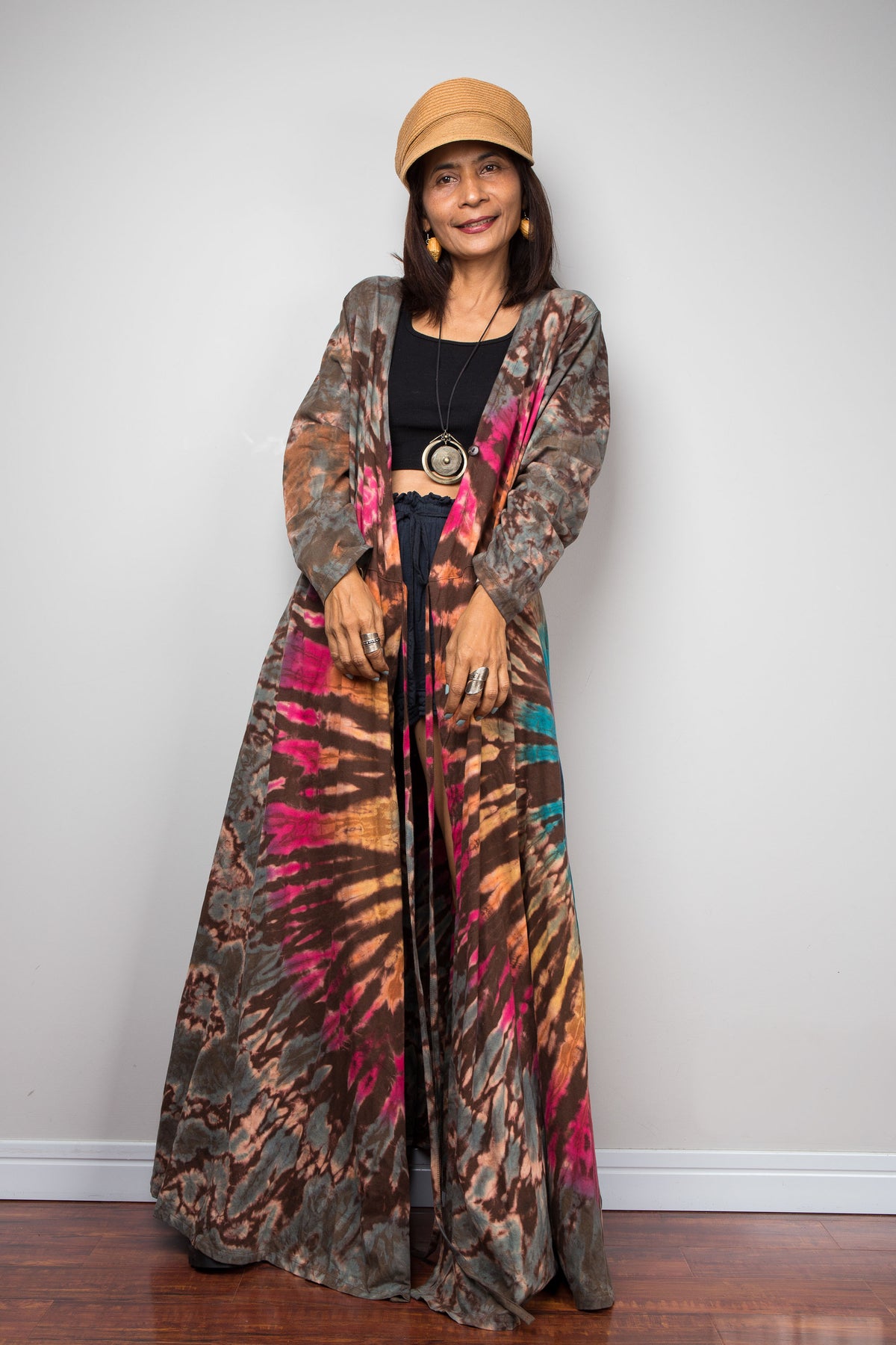 Tied Dye Wrap Duster Dress