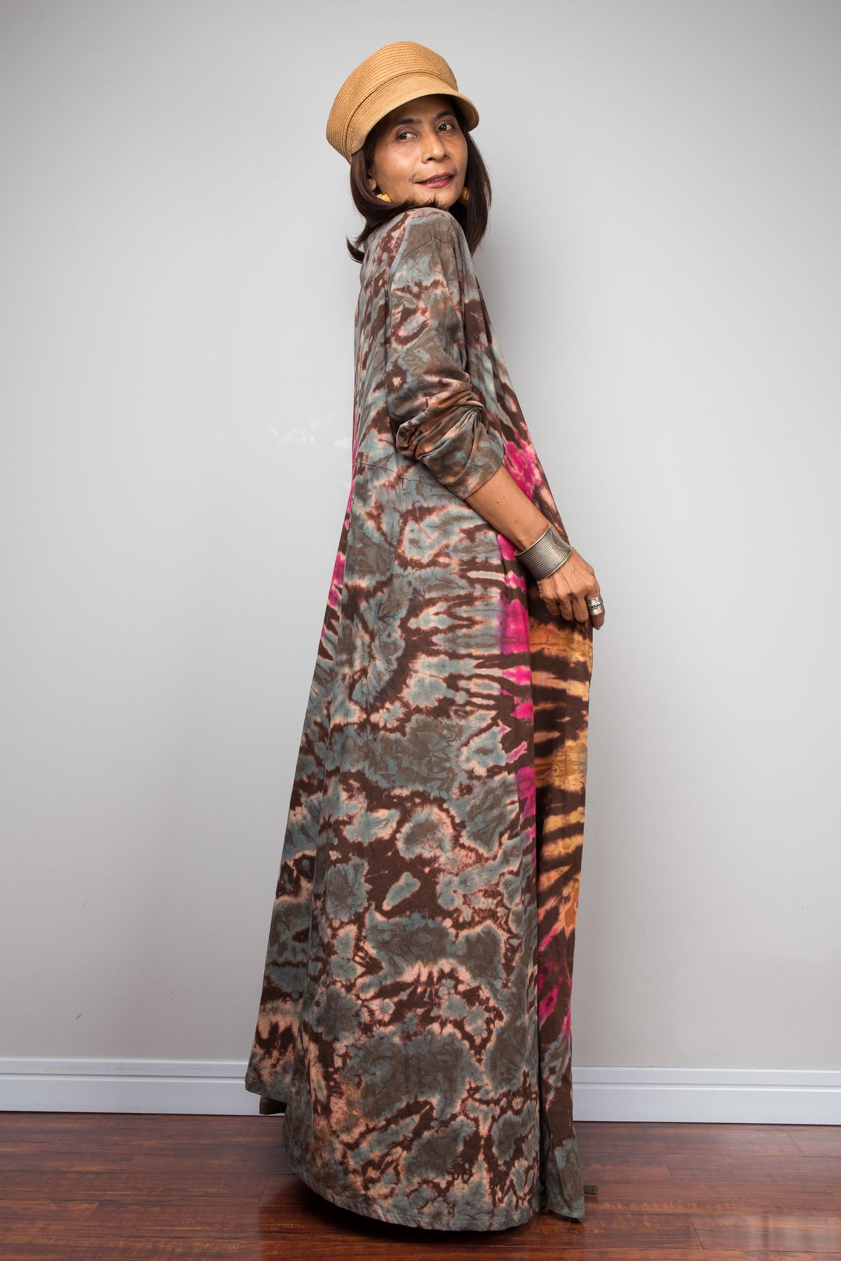 Tied Dye Wrap Duster Dress
