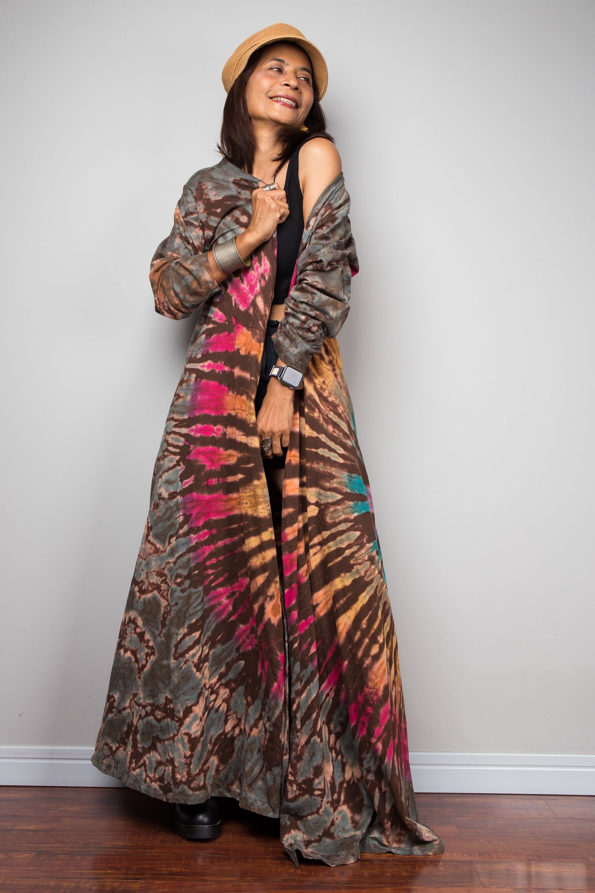Tied Dye Wrap Duster Dress