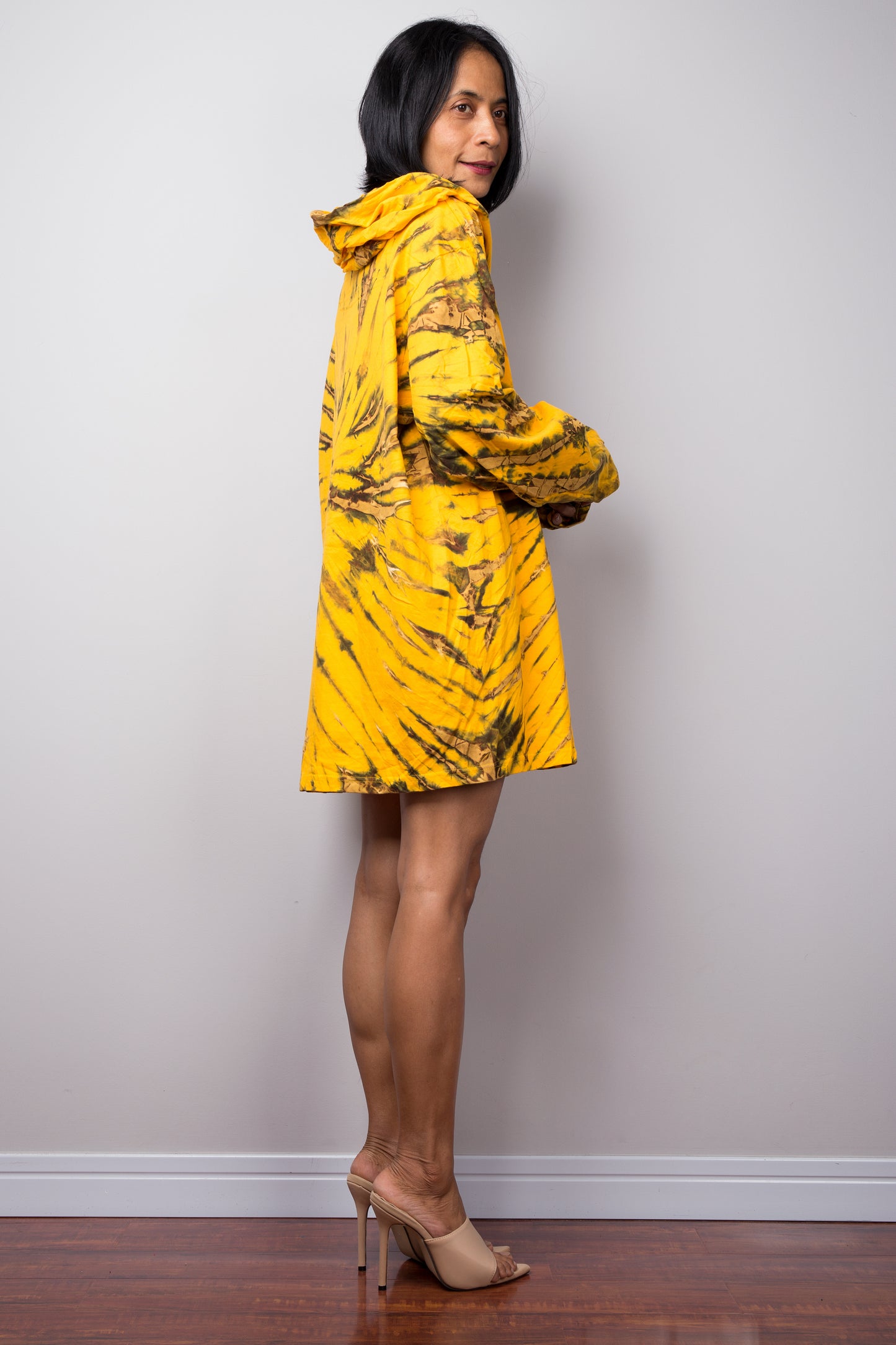 Tie dye hoodie by Nuichan.  Yellow long sleeve sweatshirt
