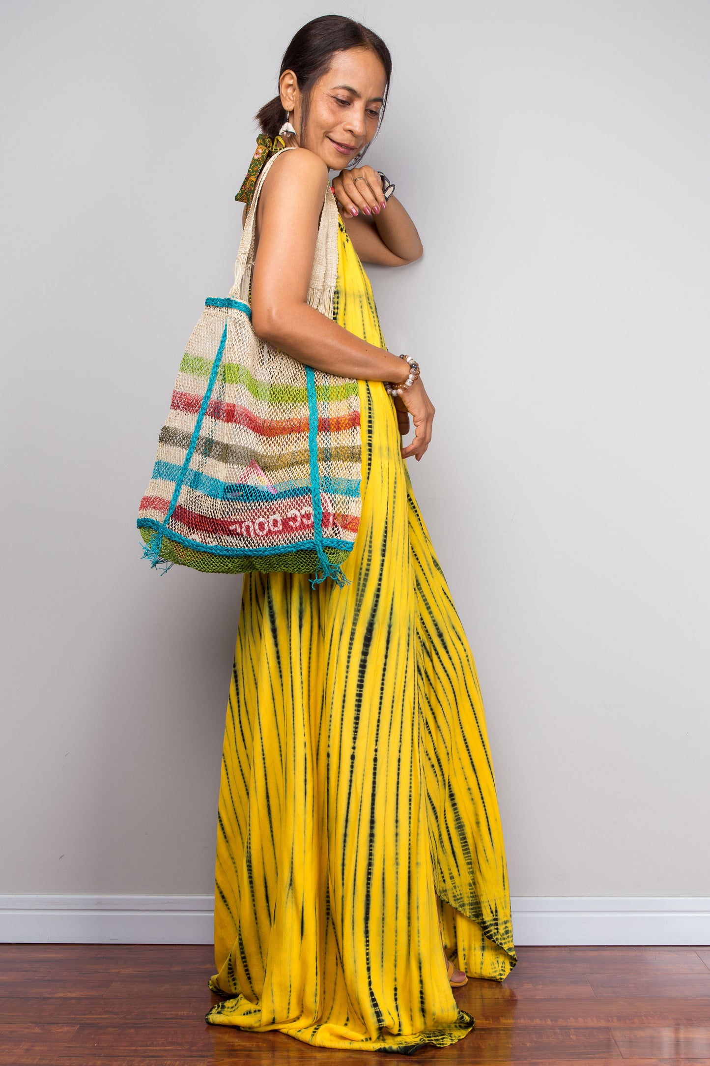 Yellow Tie Dye Halter Dress