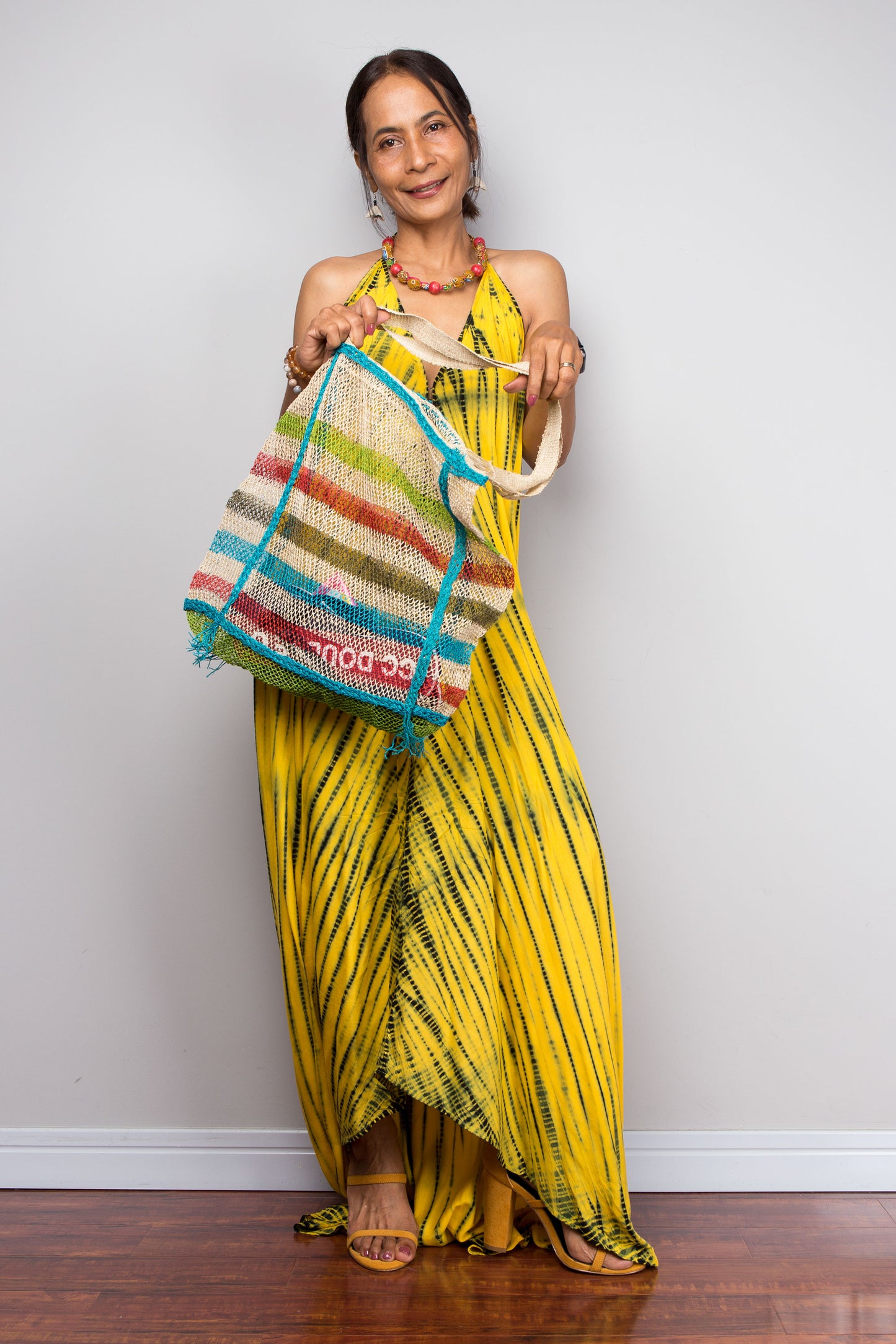 Yellow Tie Dye Halter Dress