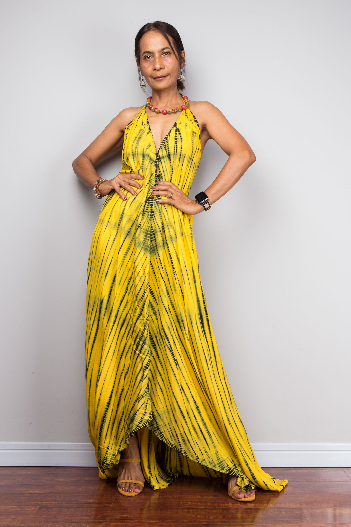 Yellow Tie Dye Halter Dress