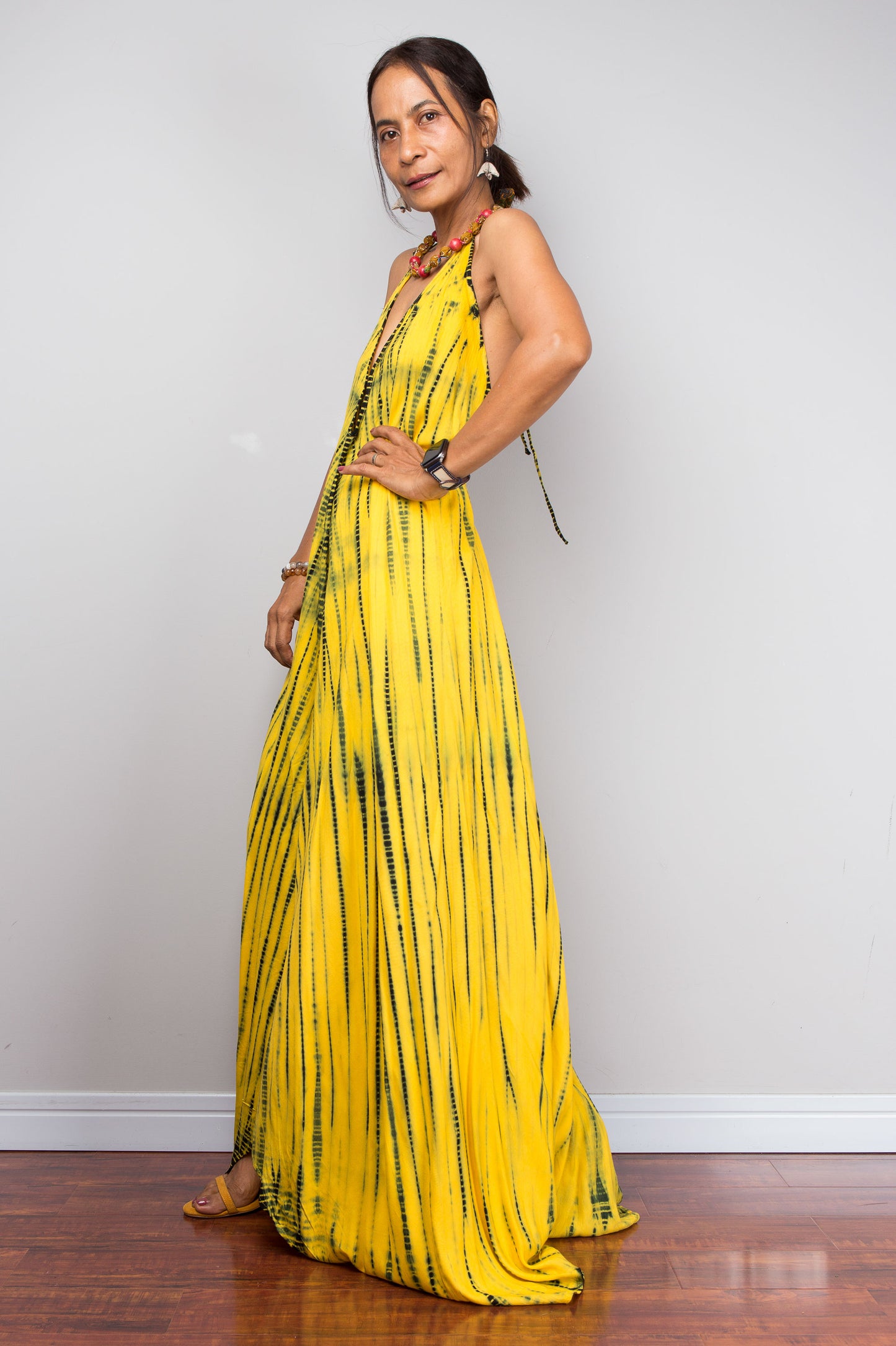 Yellow Tie Dye Halter Dress