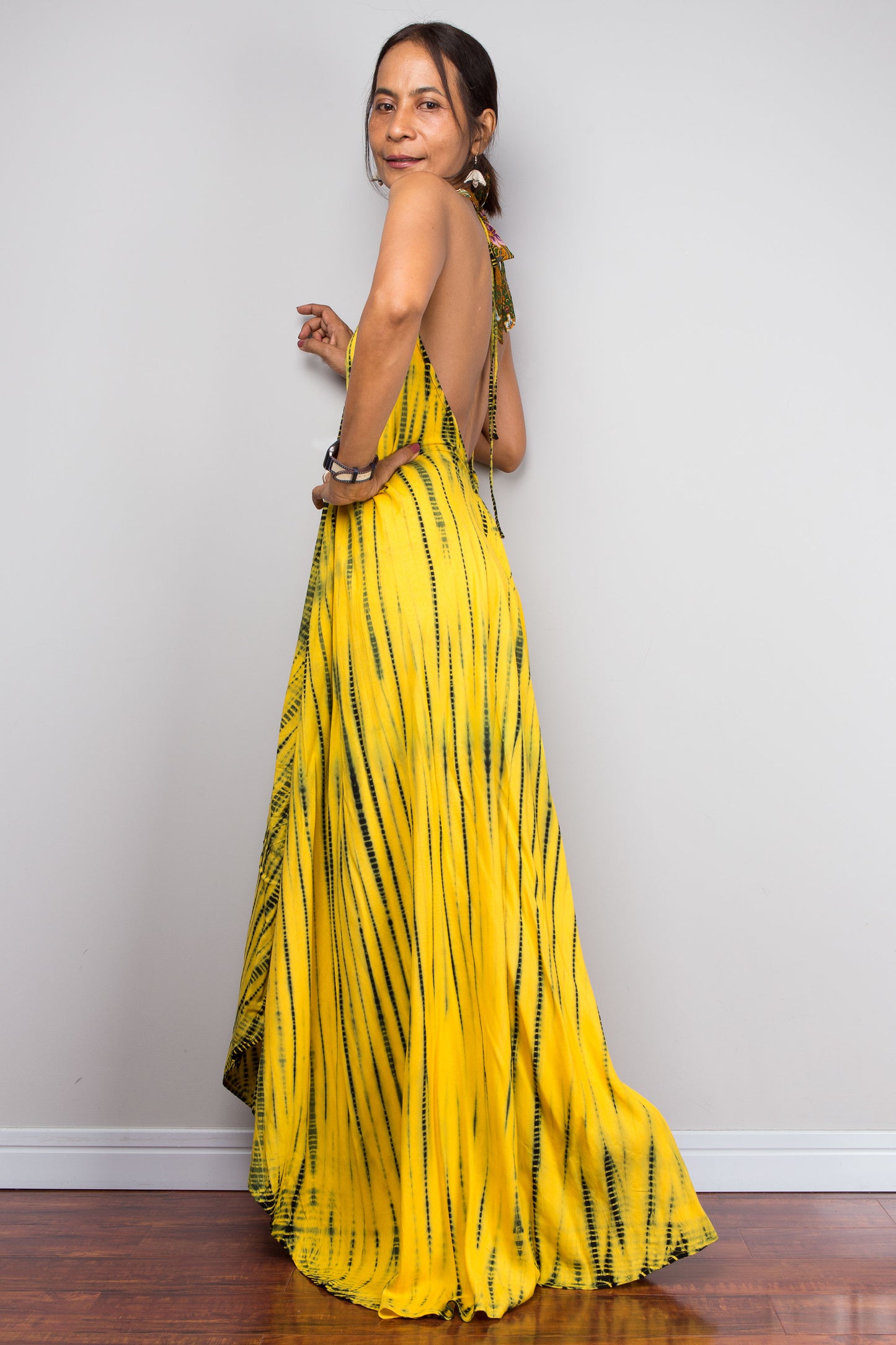 Yellow Tie Dye Halter Dress