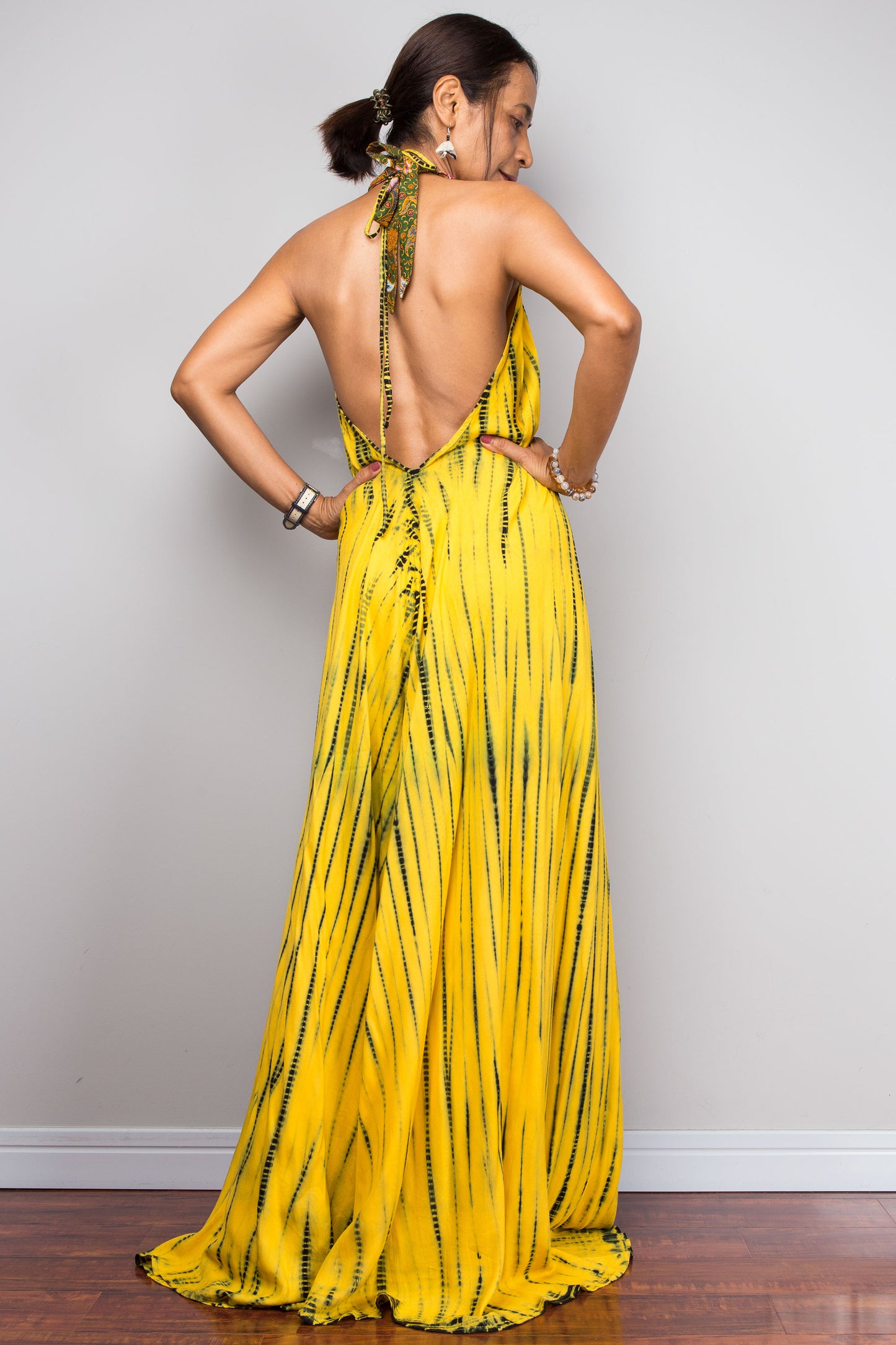 Yellow Tie Dye Halter Dress