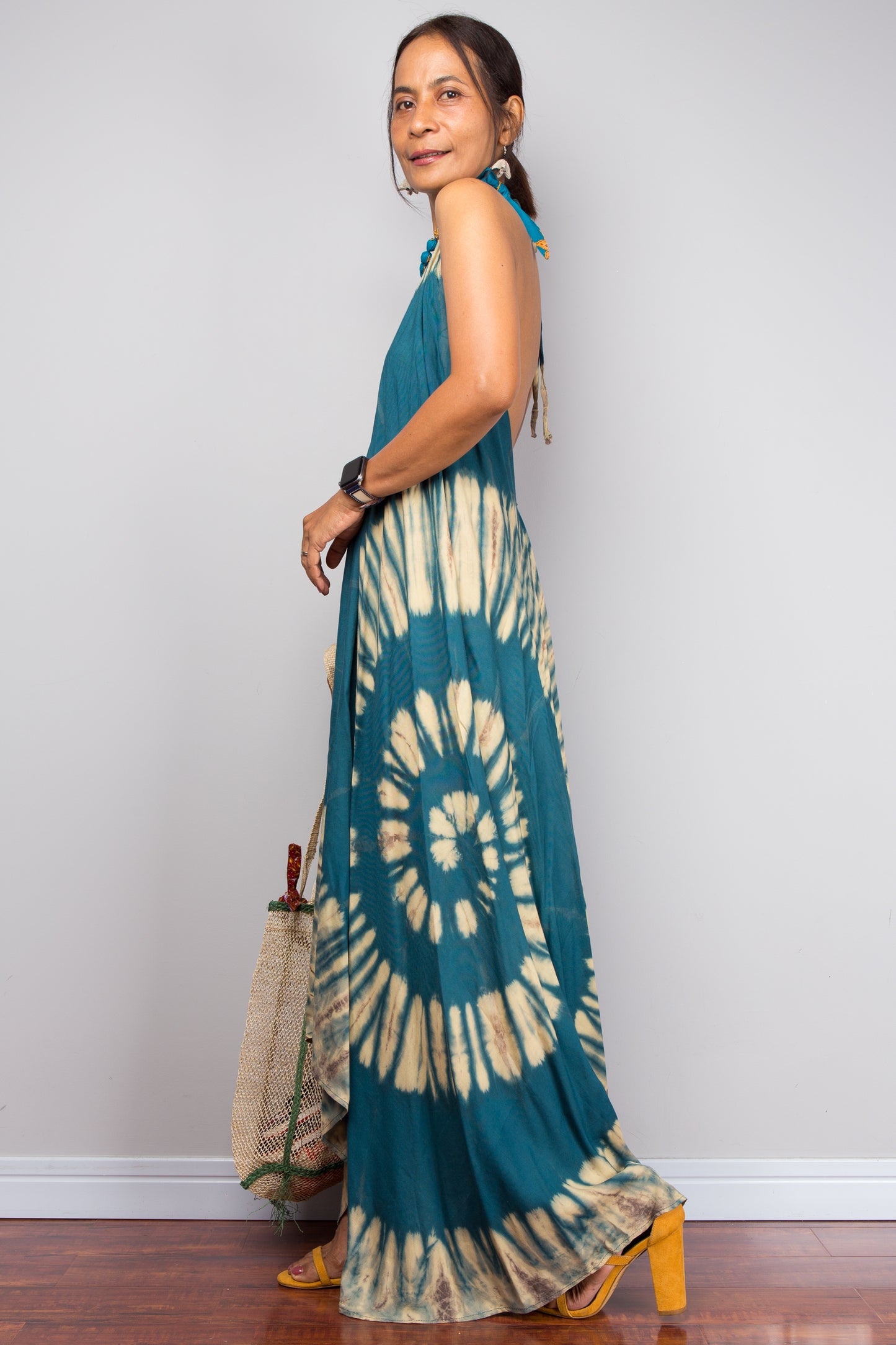 Maxikleid zum Binden im Batik-Design