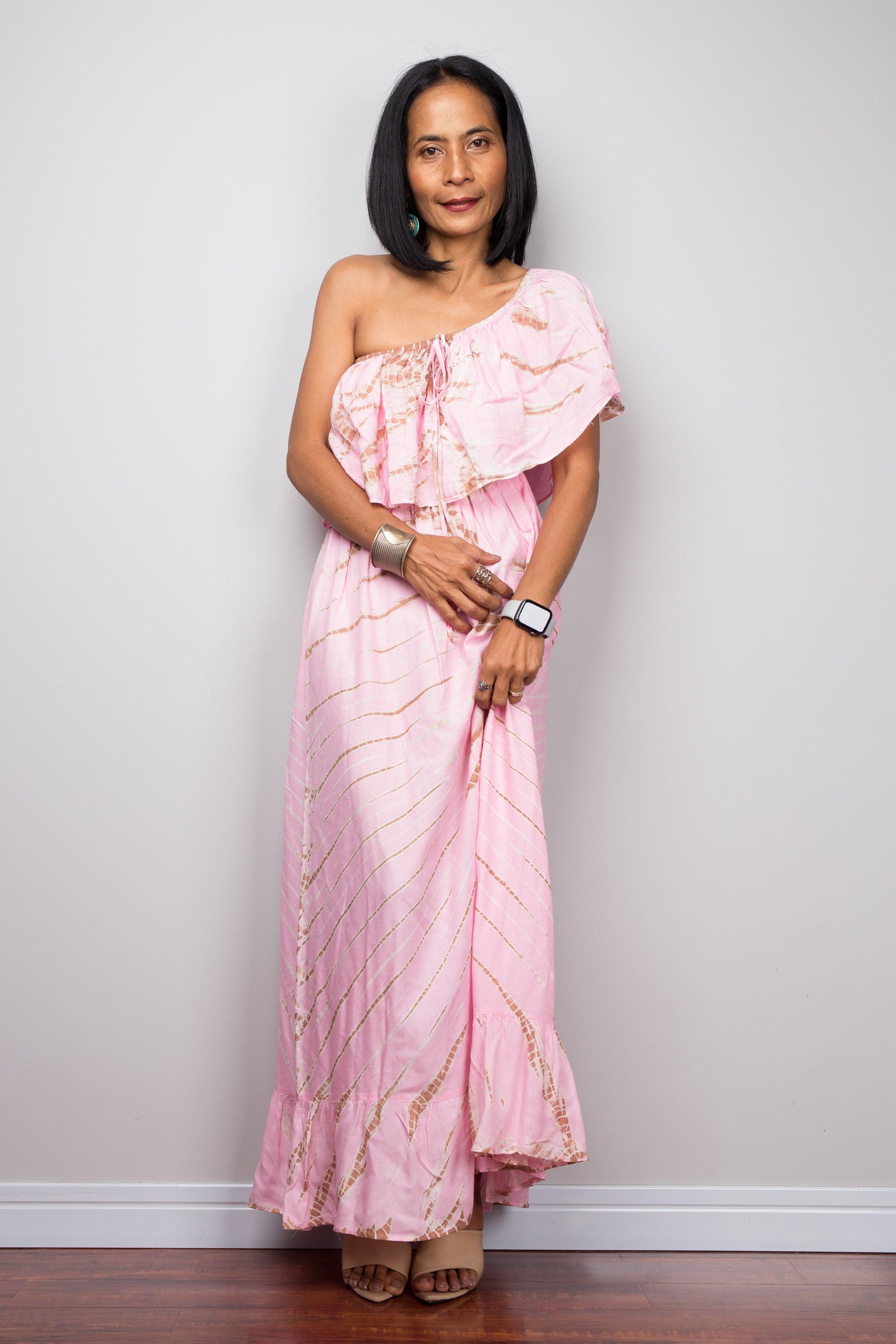 Pink hand tie dye beach dress by Nuichan