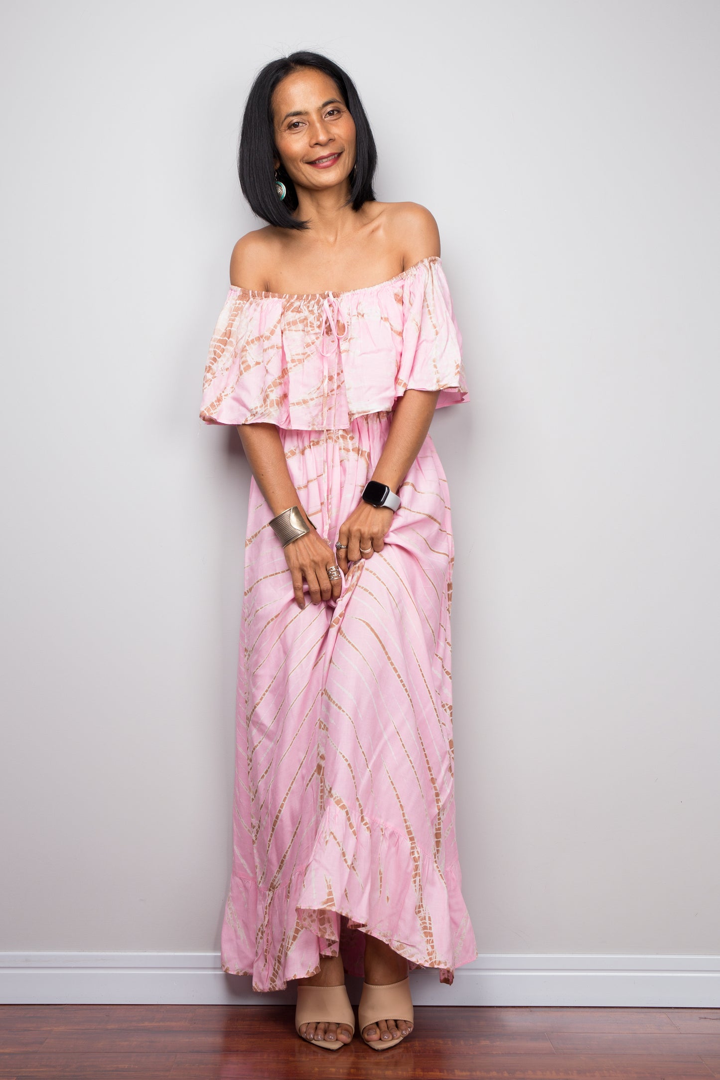 One shoulder tie dye beach dress by Nuichan