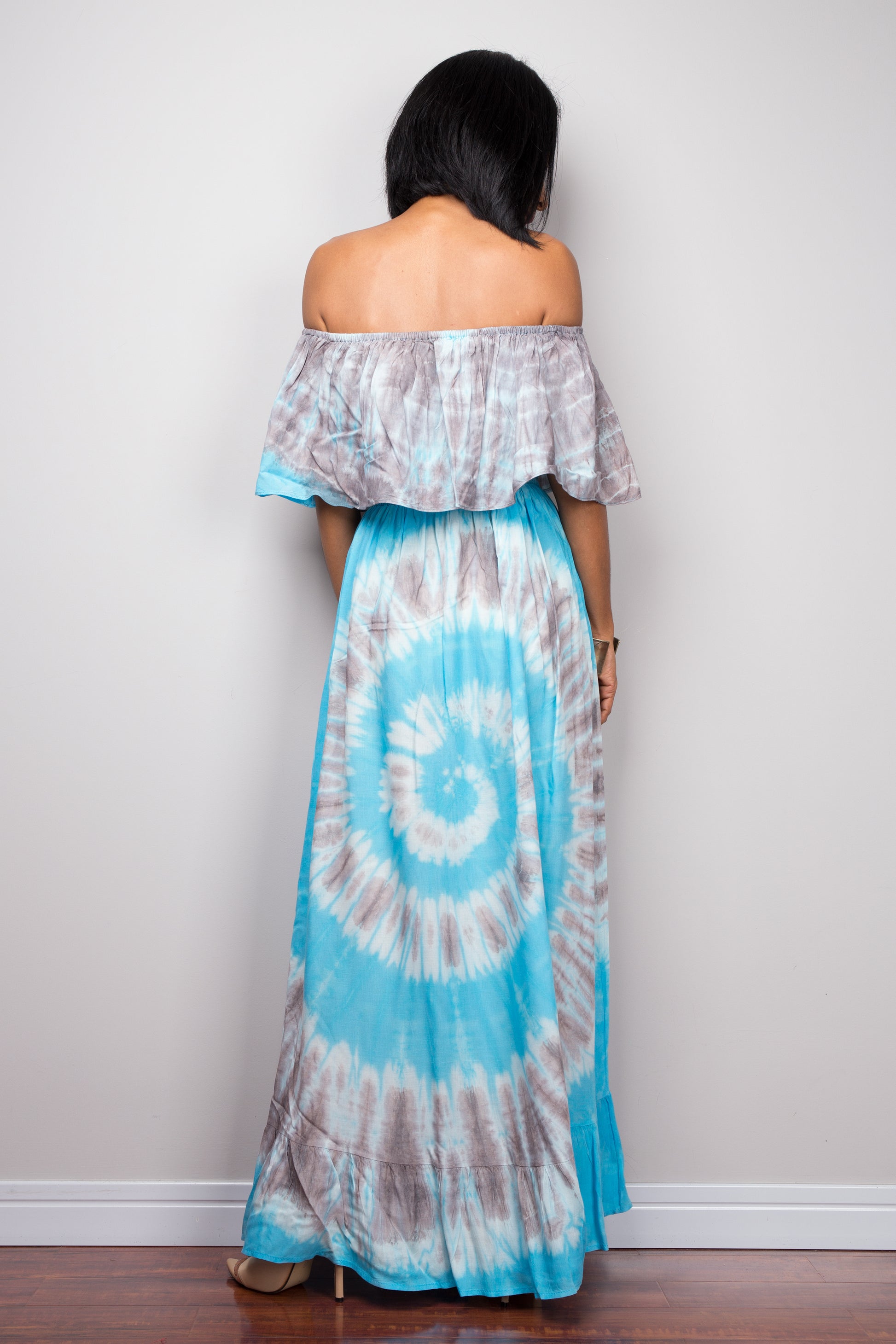 One shoulder tie dye beach dress by Nuichan