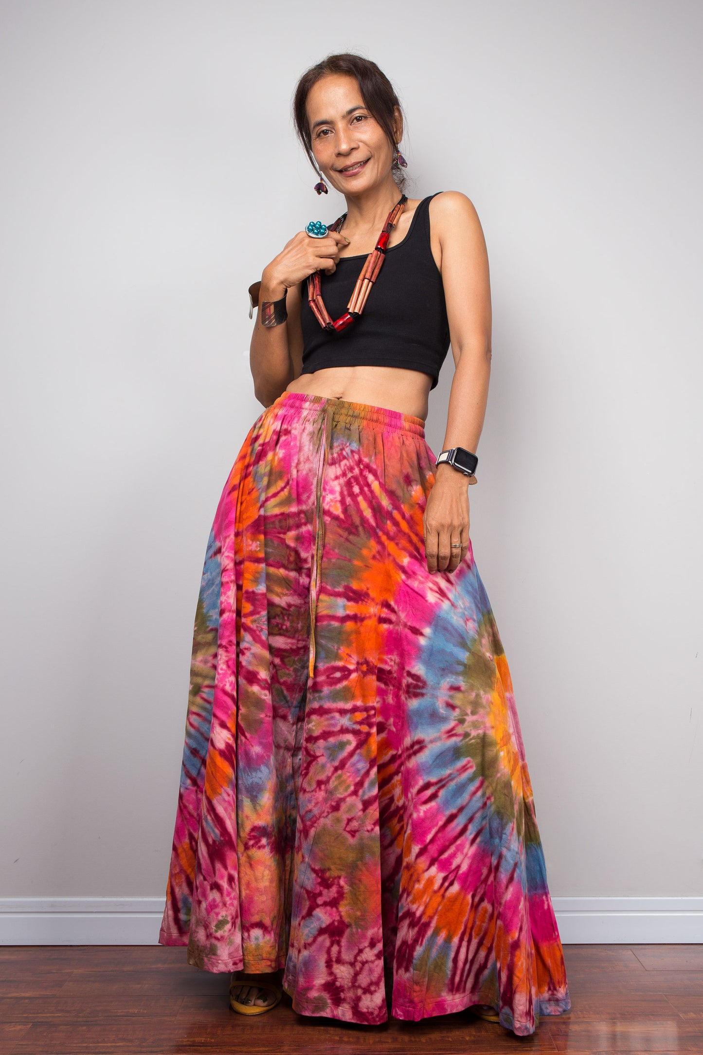 Pink & Orange Tie Dye Wide Leg Palazzo Pants