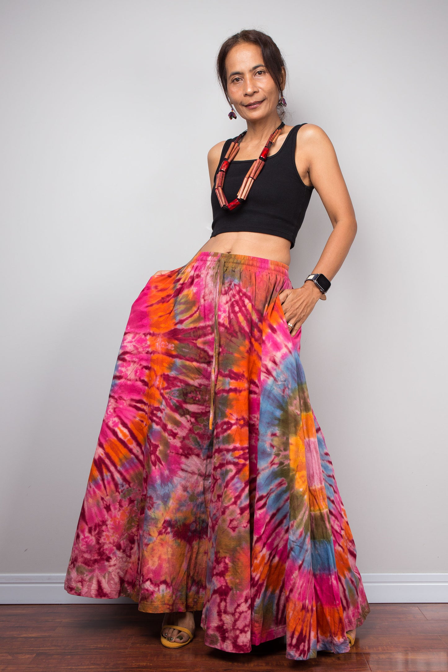 Pink & Orange Tie Dye Wide Leg Palazzo Pants