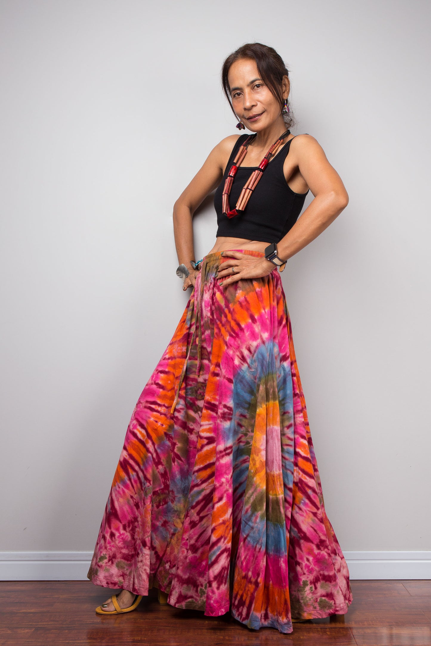 Pink & Orange Tie Dye Wide Leg Palazzo Pants