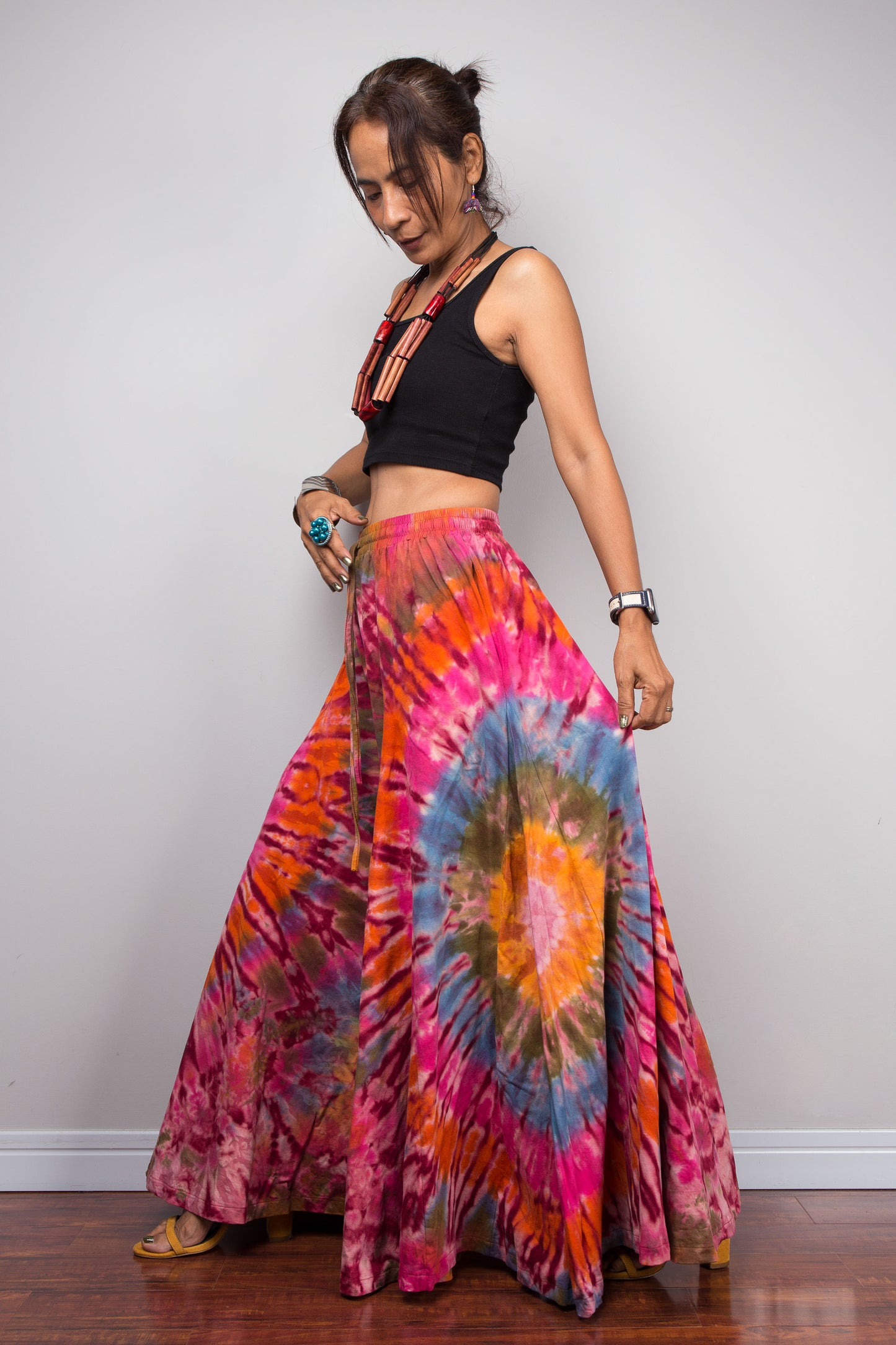 Pink & Orange Tie Dye Wide Leg Palazzo Pants