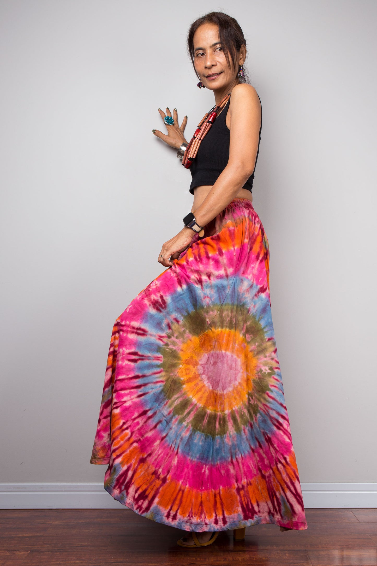 Pink & Orange Tie Dye Wide Leg Palazzo Pants
