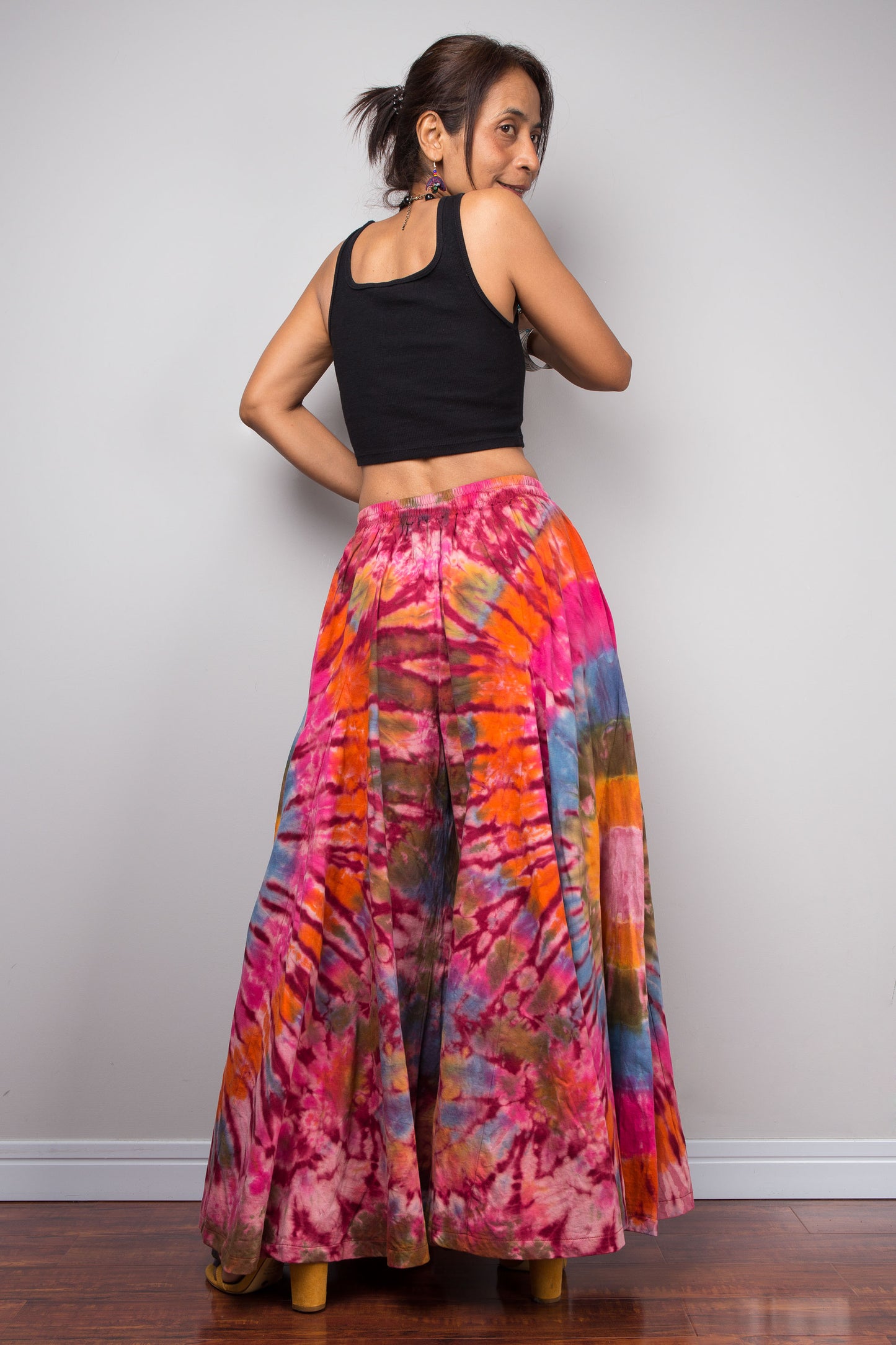 Pink & Orange Tie Dye Wide Leg Palazzo Pants